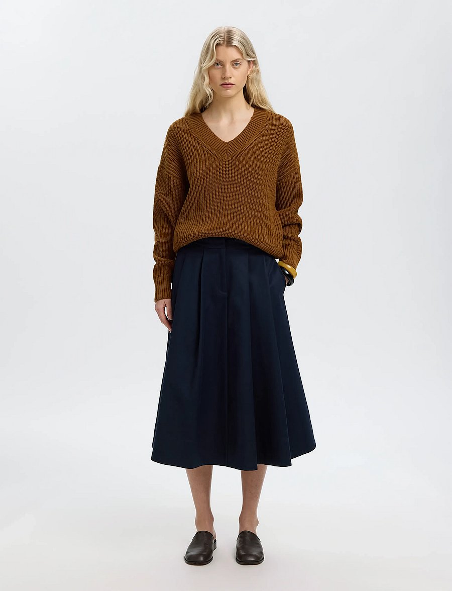 Selected - SLWSELMA SUS LS KNIT V-NECK - monks robe - 3