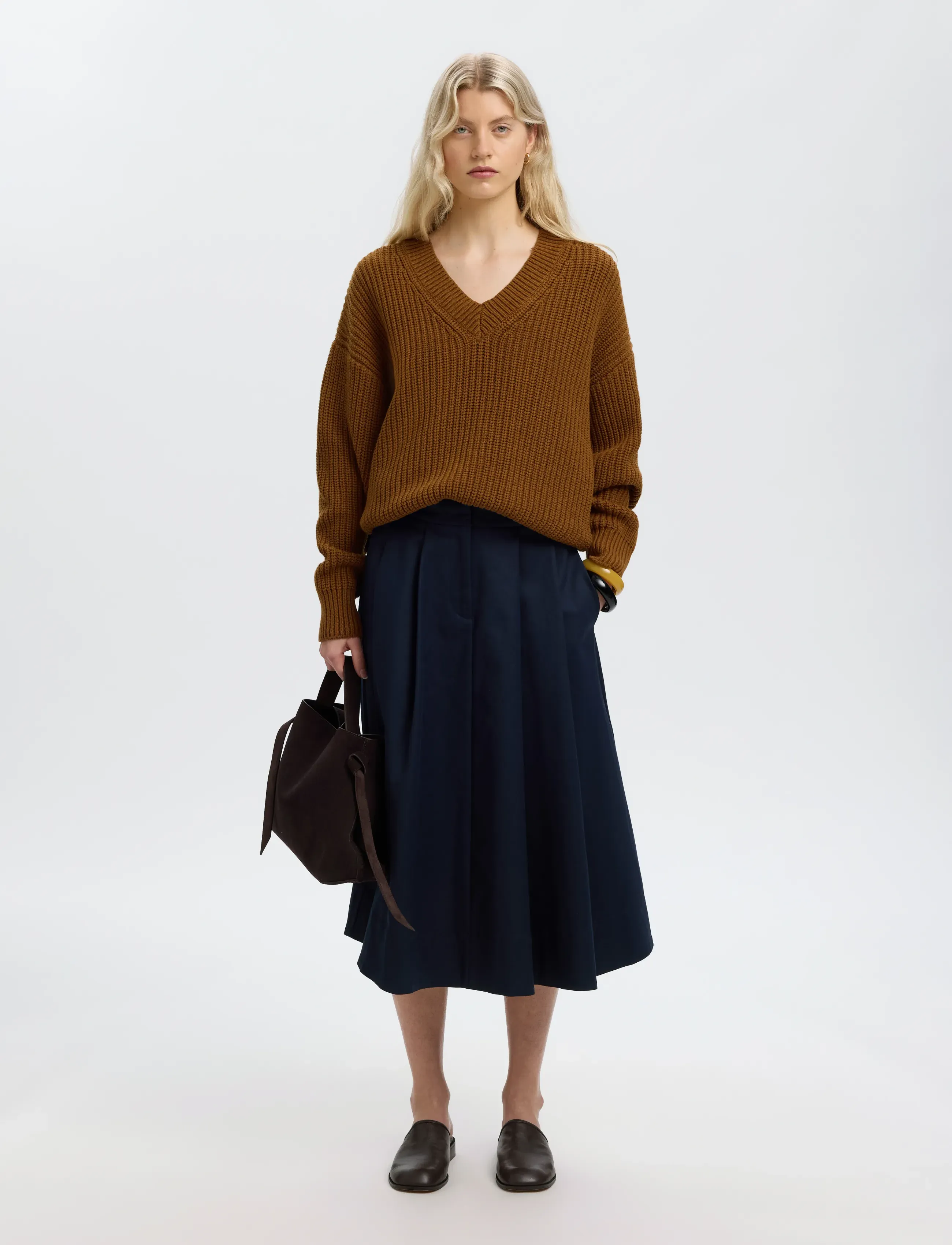 Selected - SLWSELMA SUS LS KNIT V-NECK - monks robe - 5