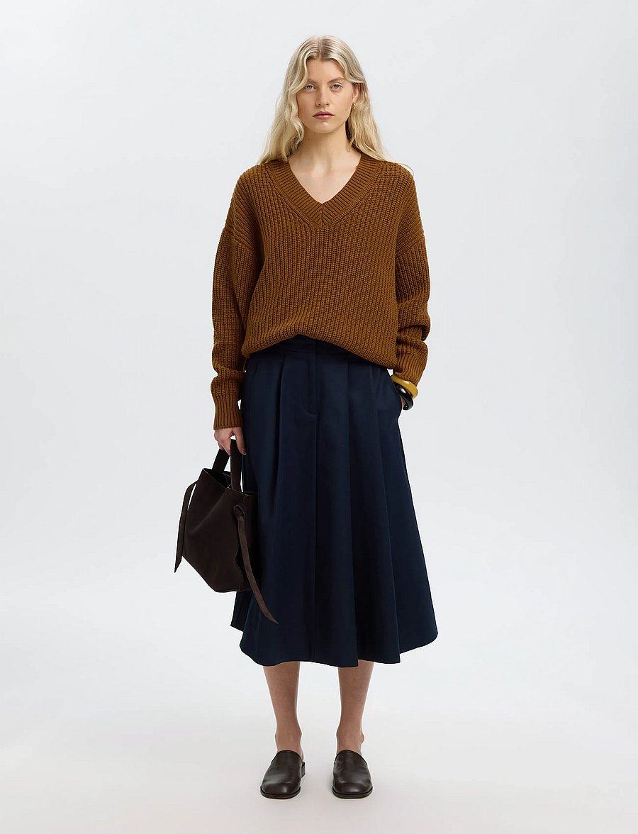 Selected - SLWSELMA SUS LS KNIT V-NECK - monks robe - 5