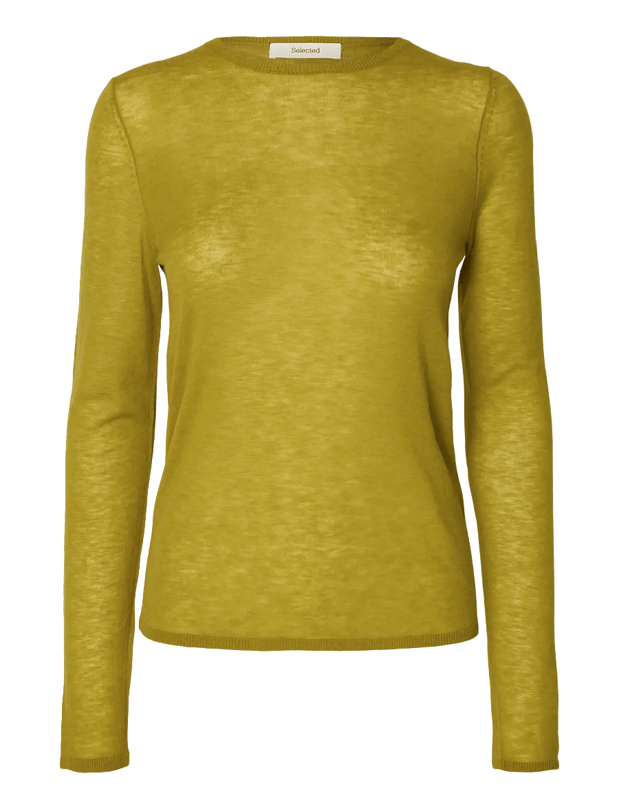 Selected - SLWVENDY LS KNIT WOOL O-NECK NOOS - pullover - avocado oil - 1