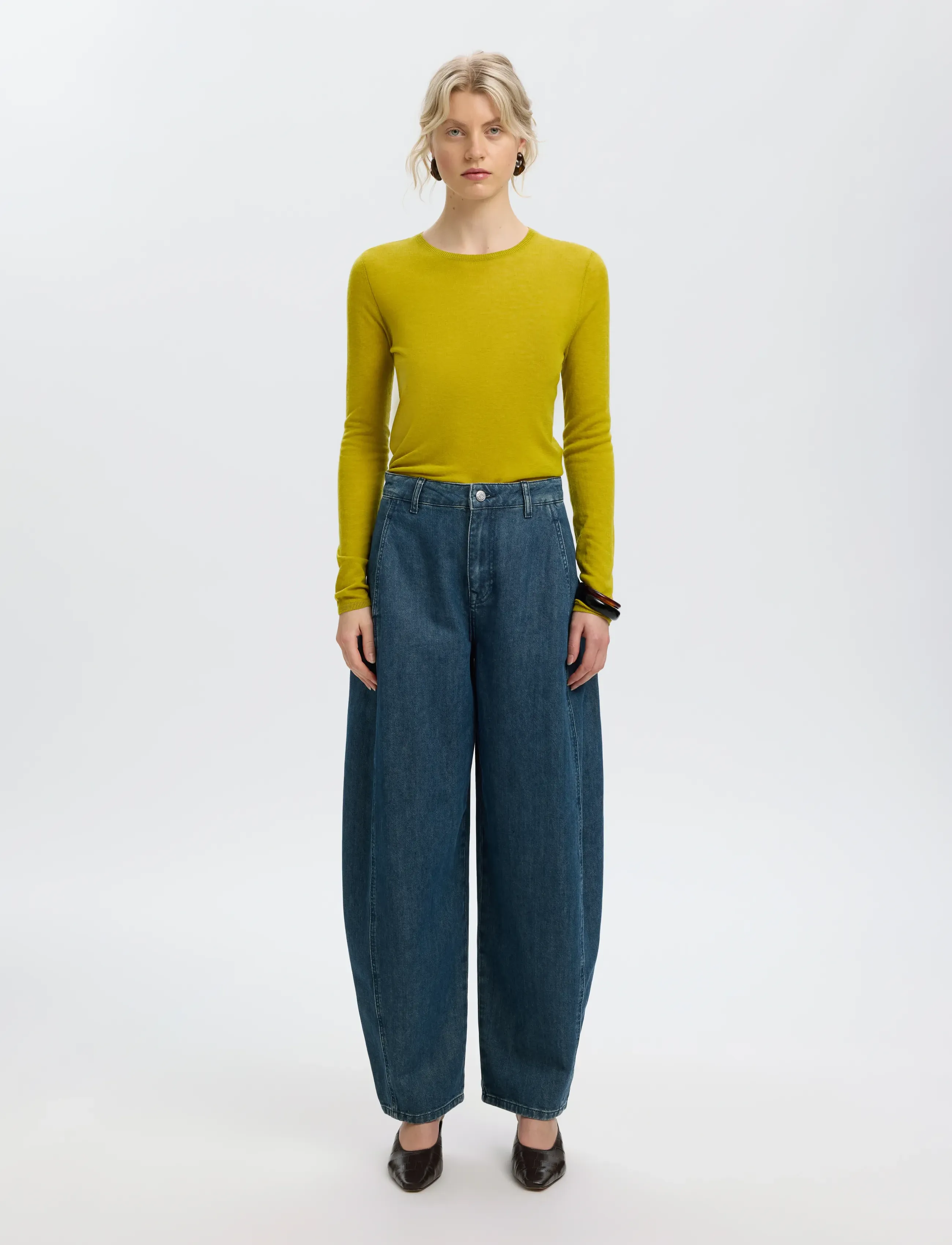 Selected - SLWVENDY LS KNIT WOOL O-NECK NOOS - jumpers - avocado oil - 3