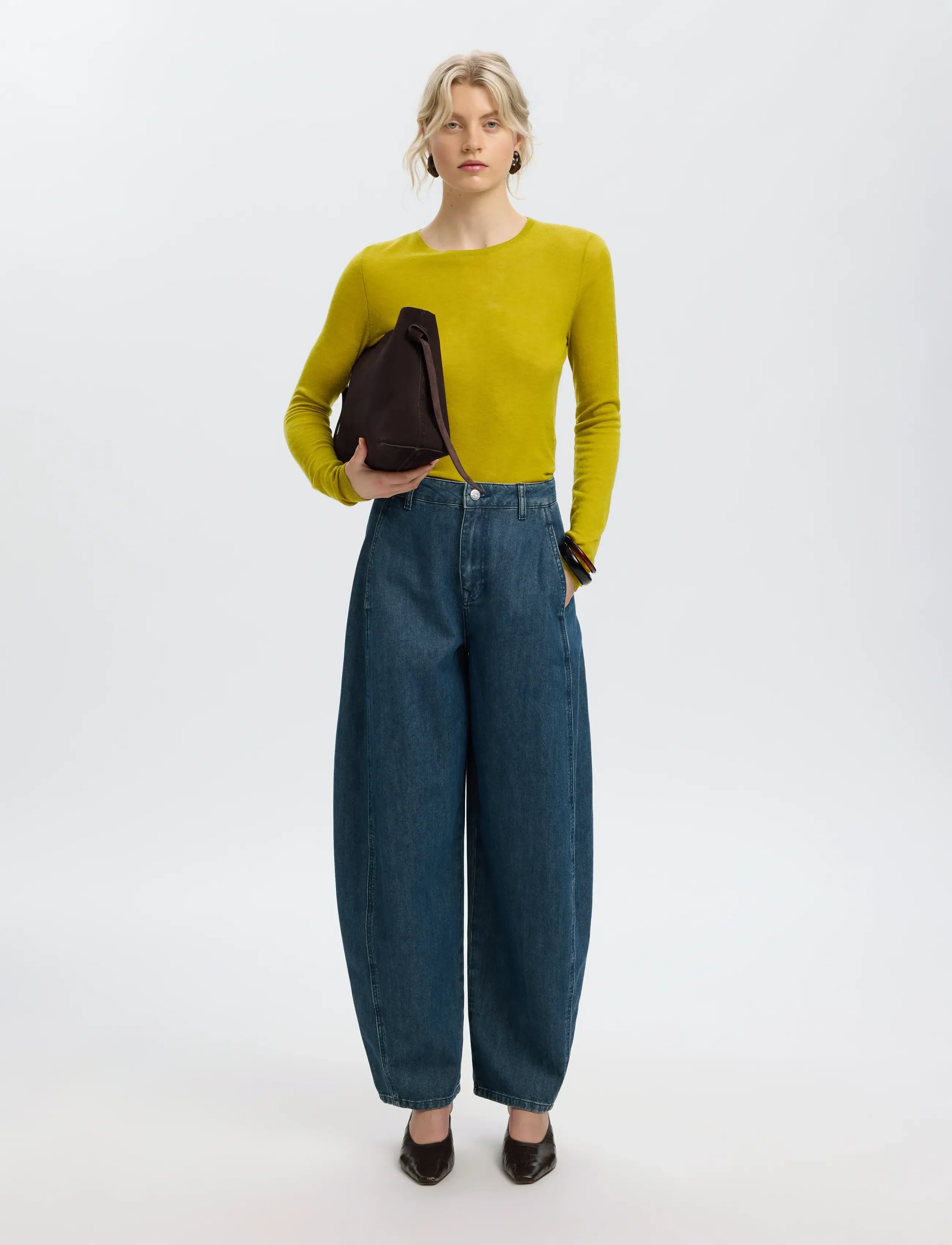 Selected - SLWVENDY LS KNIT WOOL O-NECK NOOS - stickade tröjor - avocado oil - 5
