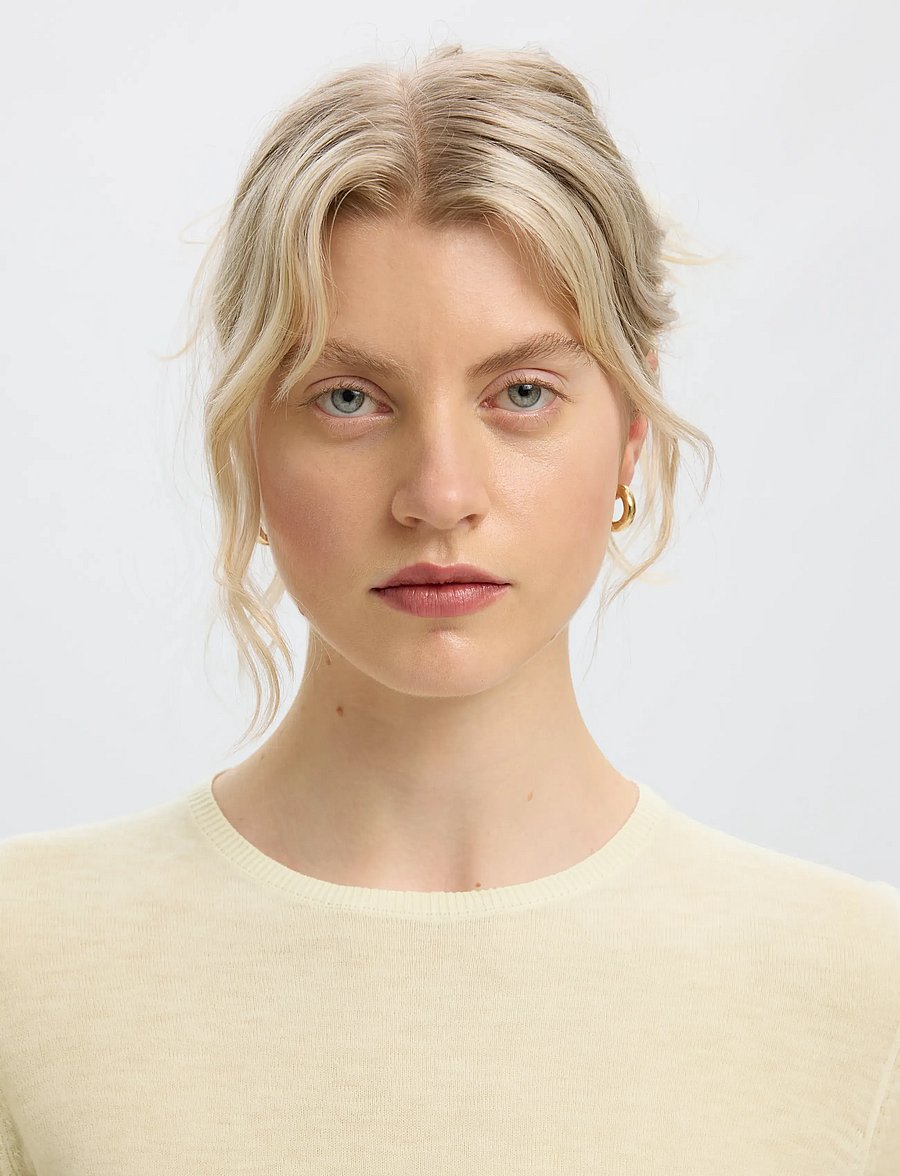 Selected - SLWVENDY LS KNIT WOOL O-NECK NOOS - pullover - birch - 4