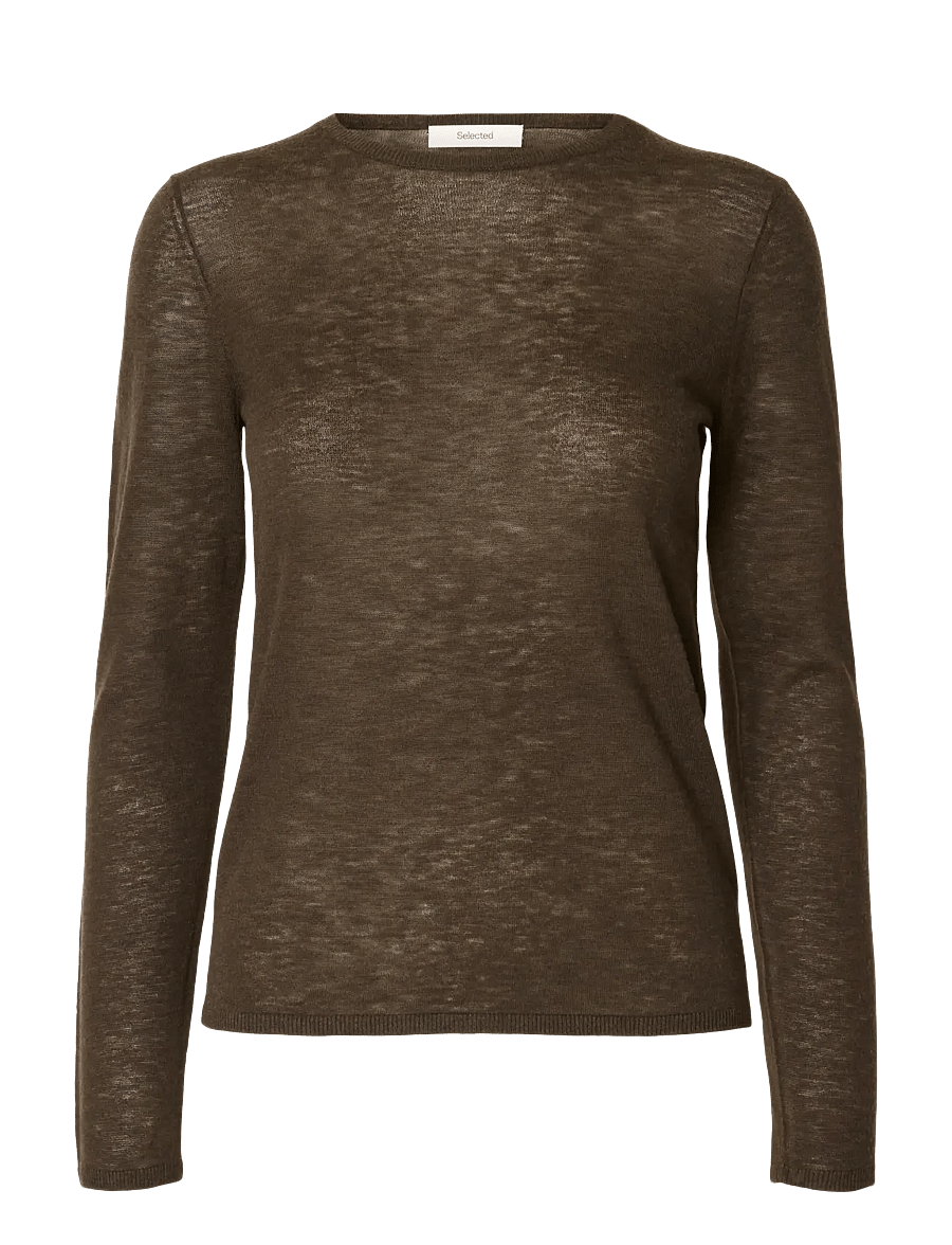 Selected - SLWVENDY LS KNIT WOOL O-NECK NOOS - striktrøjer - delicioso - 1