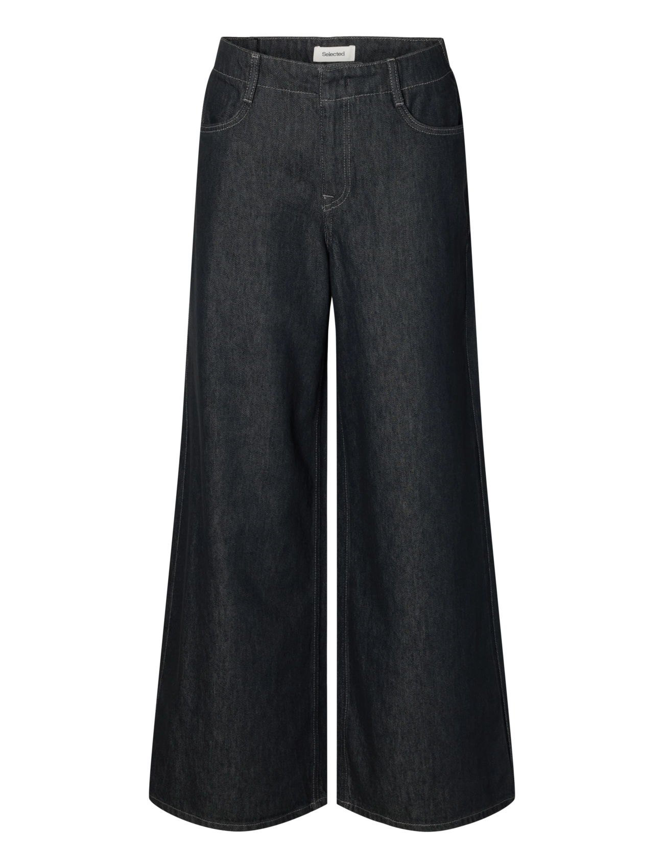 Selected - SLWEXTRA WIDE BARIA-BORA MW JEANS - brede jeans - dark grey denim - 1