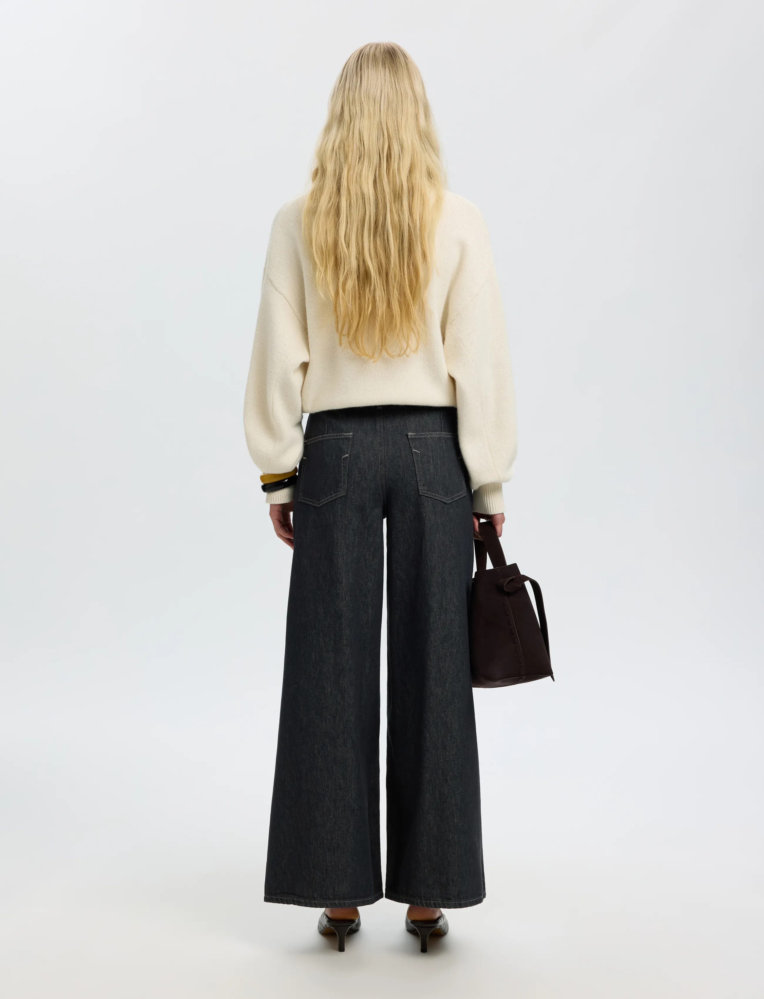 Selected - SLWEXTRA WIDE BARIA-BORA MW JEANS - brede jeans - dark grey denim - 2