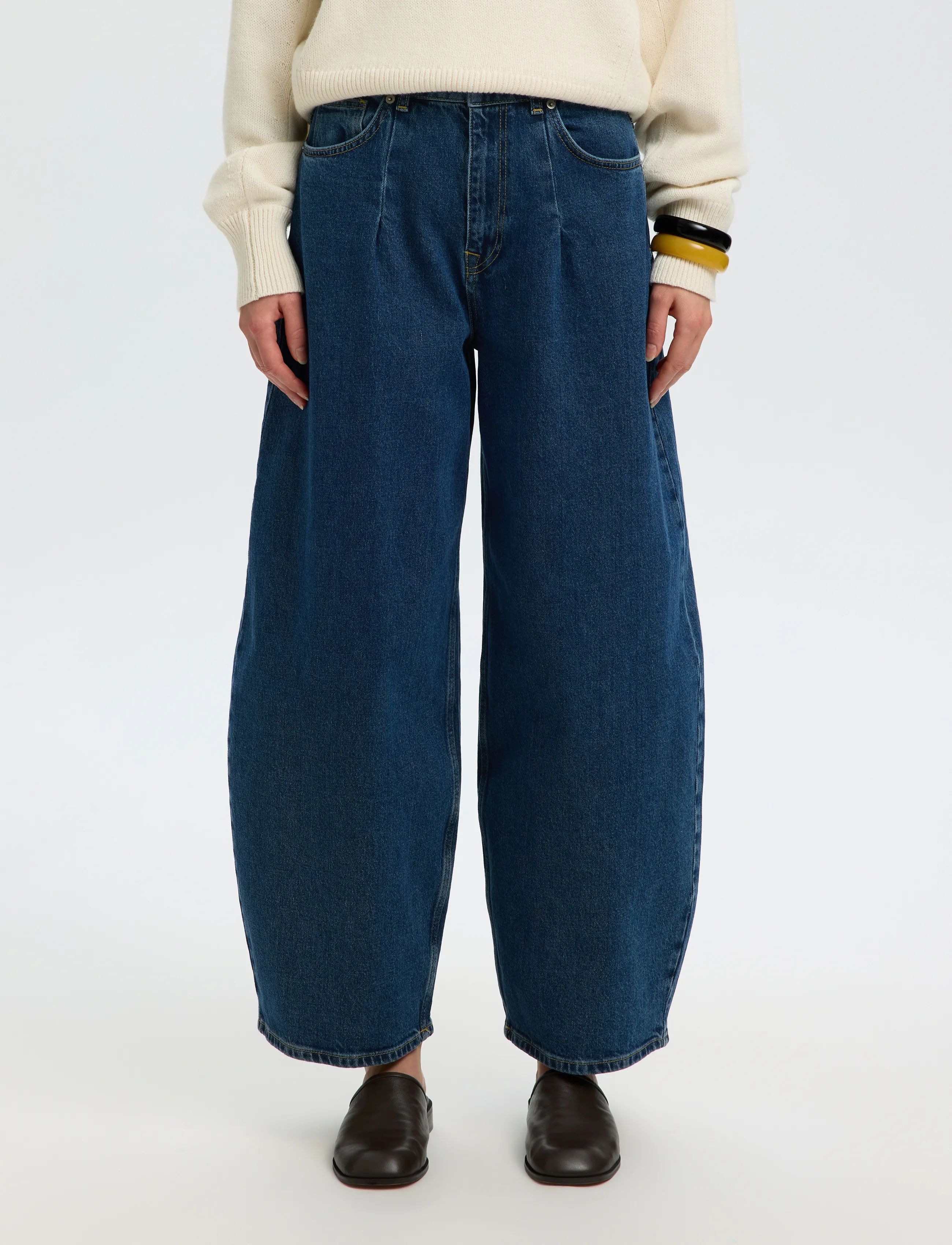 Selected SLWBARREL LOOSE NANET MID BLUE HW JEANS - Riided - MEDIUM BLUE DENIM / blue