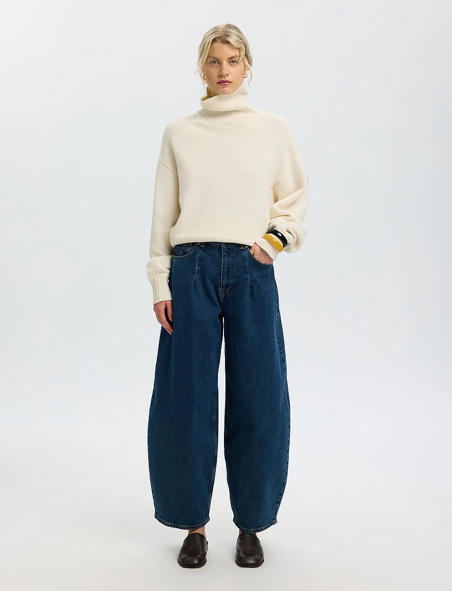 Selected - SLWBARREL LOOSE NANET MID BLUE HW JEANS - barrel jeans - medium blue denim - 3