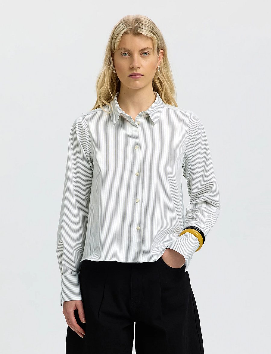 Selected - SLWROMIE LS RELAXED SHIRT - long-sleeved shirts - avocado oil - 0