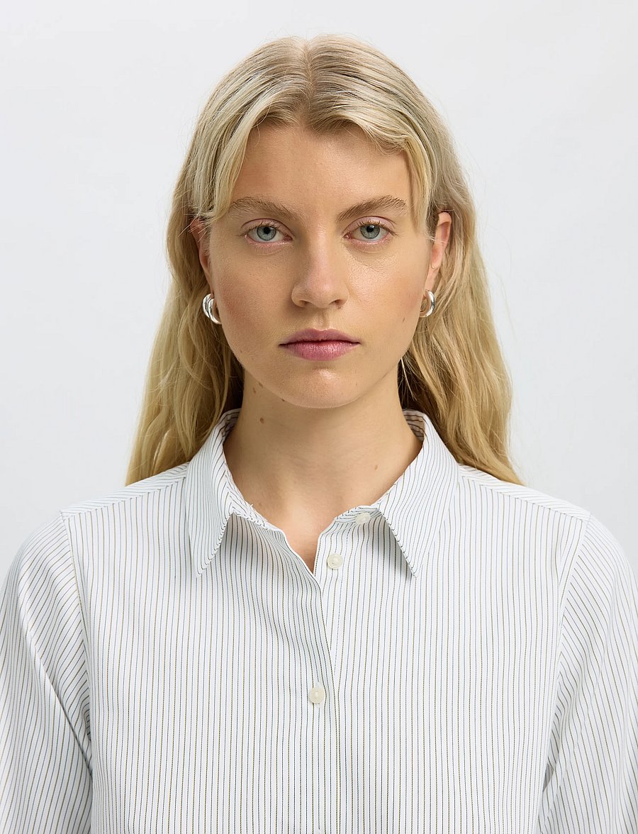 Selected - SLWROMIE LS RELAXED SHIRT - long-sleeved shirts - avocado oil - 4