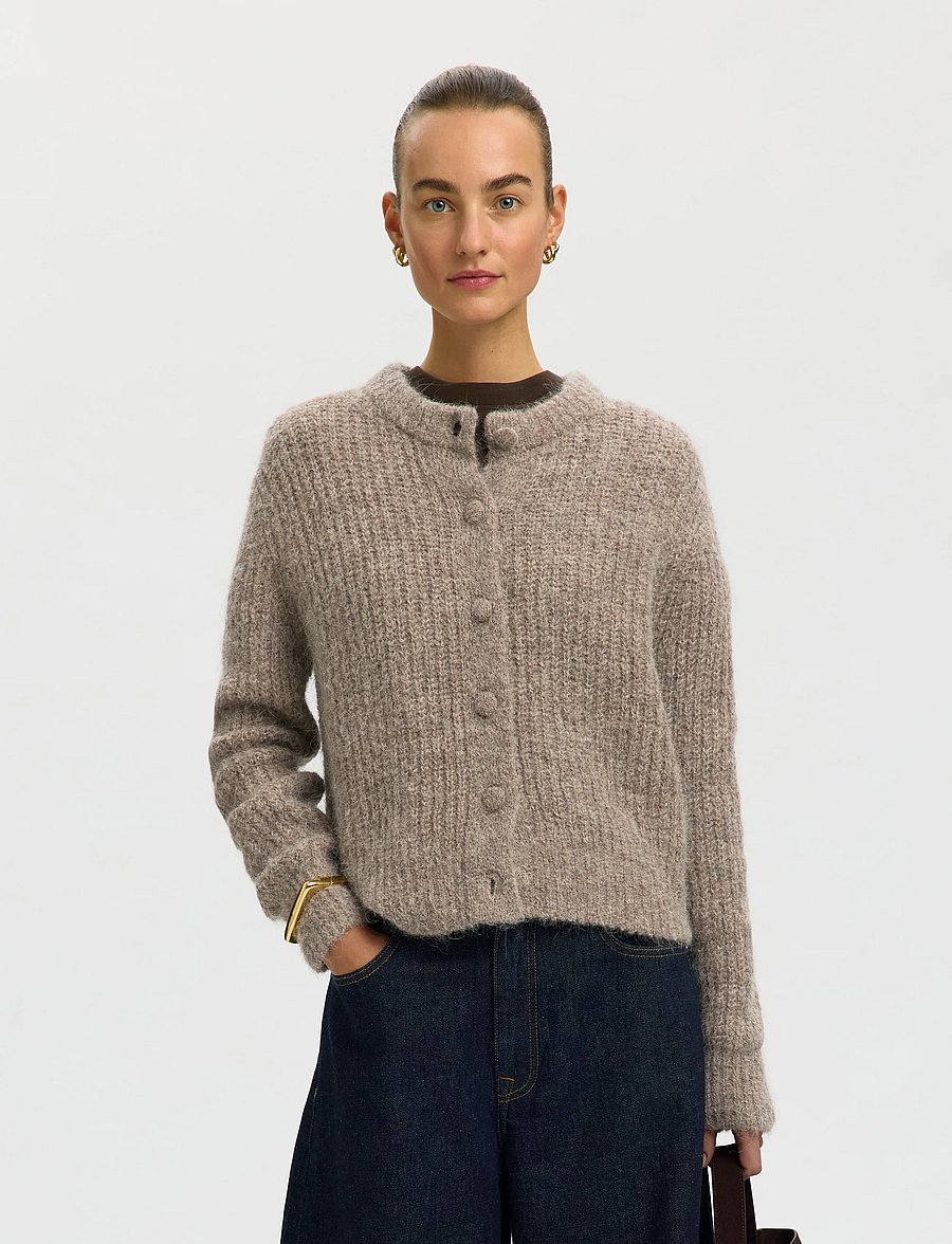 Selected - SLWGABRIELLA LS BUTTON CARDIGAN NOOS - kardiganid - steel gray - 0