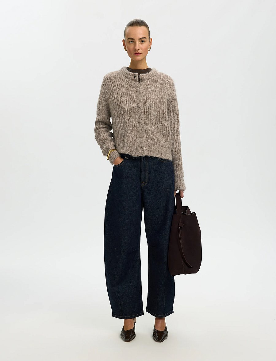 Selected - SLWGABRIELLA LS BUTTON CARDIGAN NOOS - kardiganid - steel gray - 3