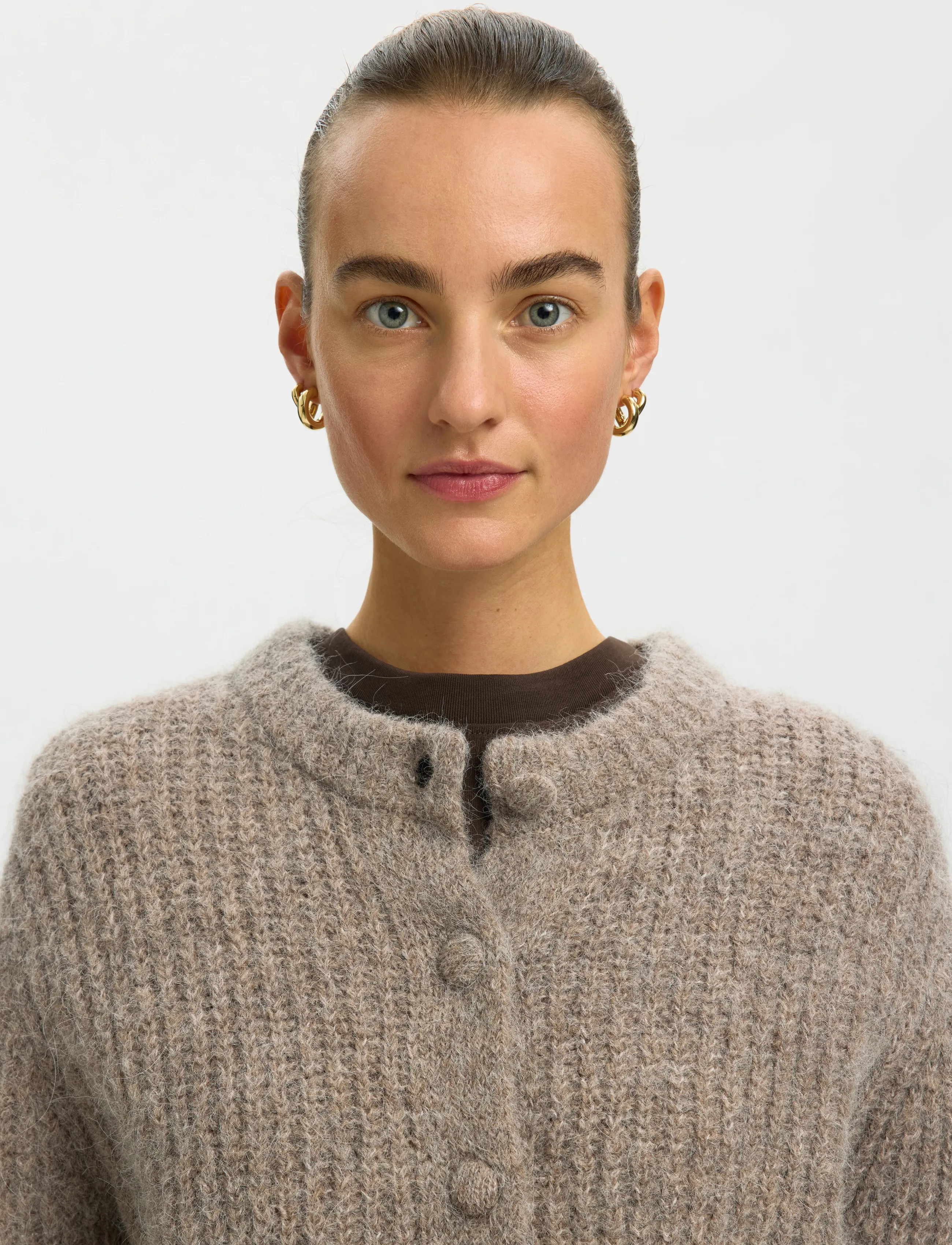 Selected - SLWGABRIELLA LS BUTTON CARDIGAN NOOS - kardiganid - steel gray - 4