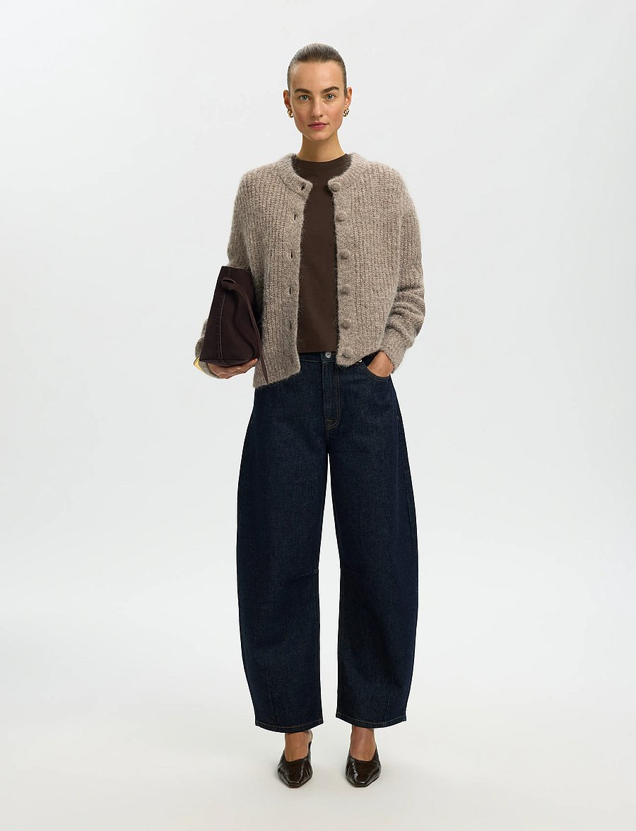 Selected - SLWGABRIELLA LS BUTTON CARDIGAN NOOS - kardiganid - steel gray - 5
