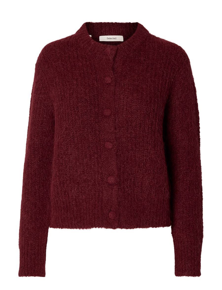 Selected - SLWGABRIELLA LS BUTTON CARDIGAN NOOS - koftor - tawny port - 1