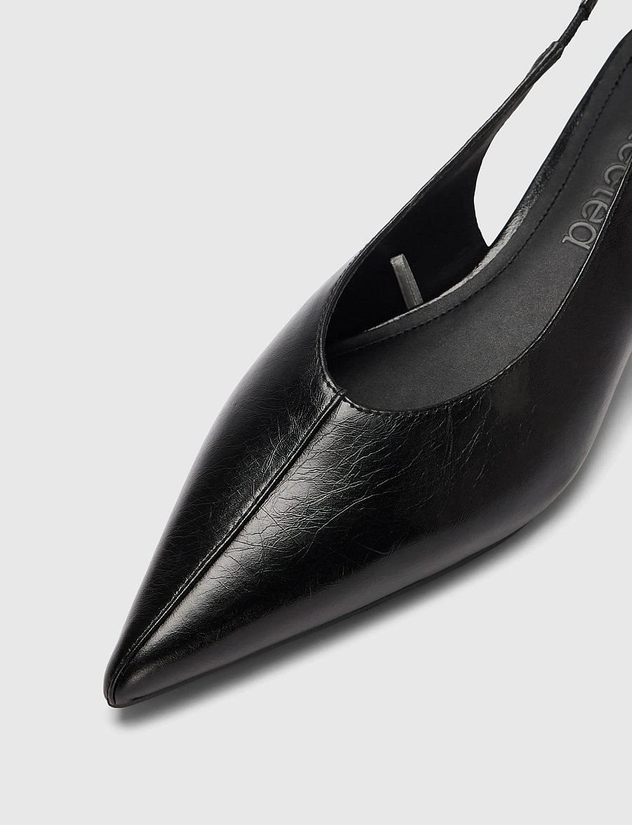 Selected - SLWGRETA LEATHER SLINGBACK - kontsaga slingback-kingad - black - 3