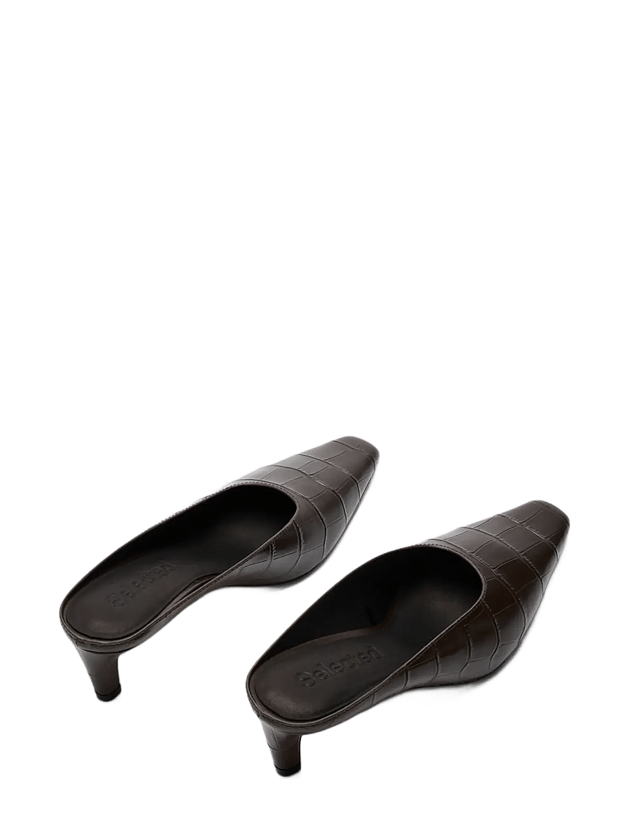 Selected - SLWMILA LEATHER HEEL MULE - pantoletten mit absatz - delicioso - 1