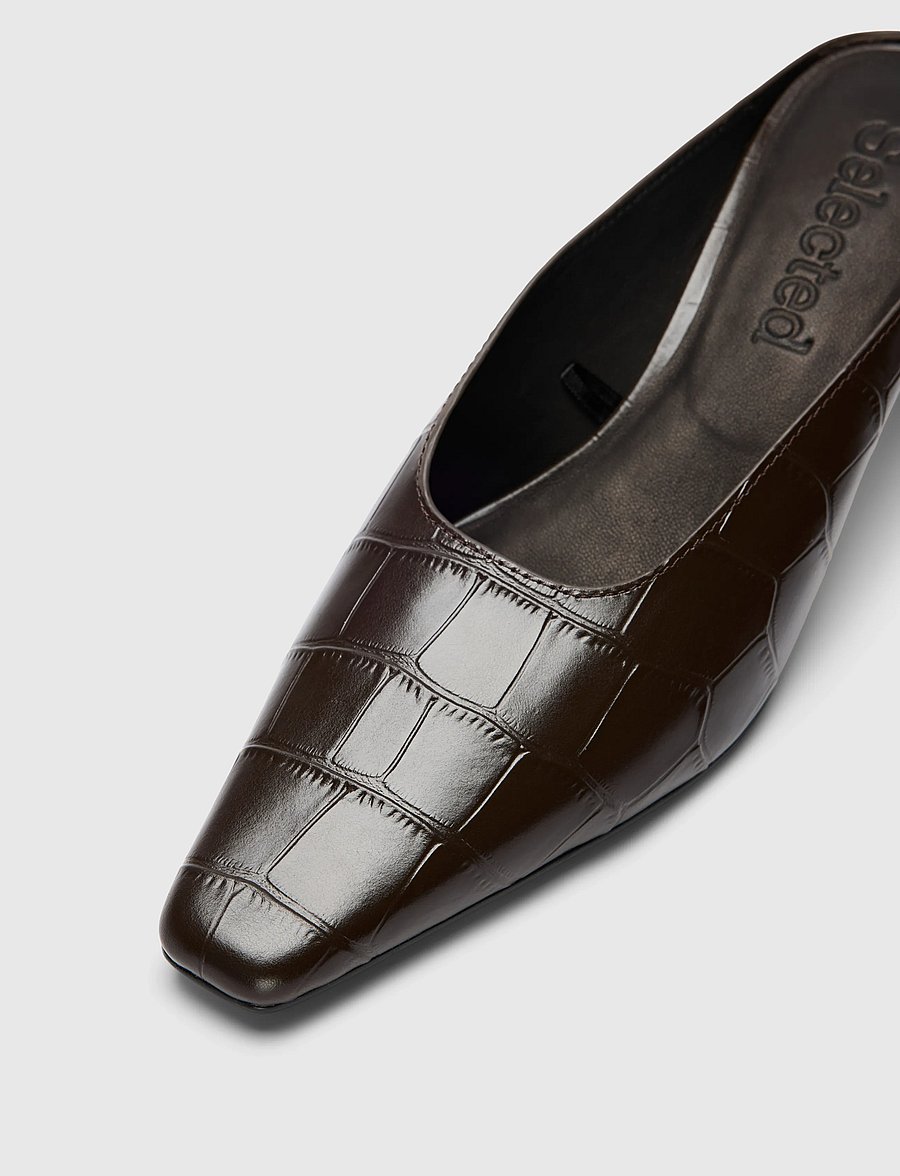 Selected - SLWMILA LEATHER HEEL MULE - pantoletten mit absatz - delicioso - 3