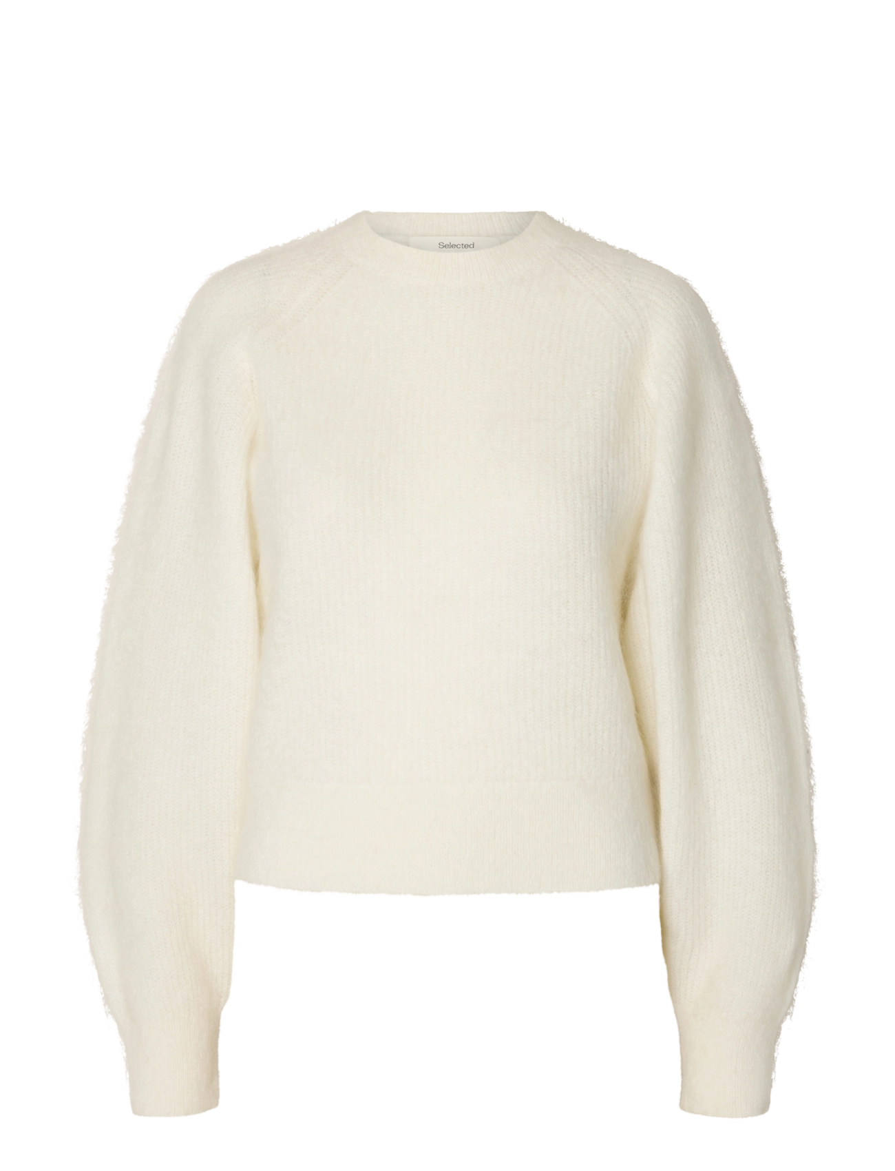 Selected SLWMIRA LS KNIT SHORT O-NECK NOOS - Clothing - EGRET / cream