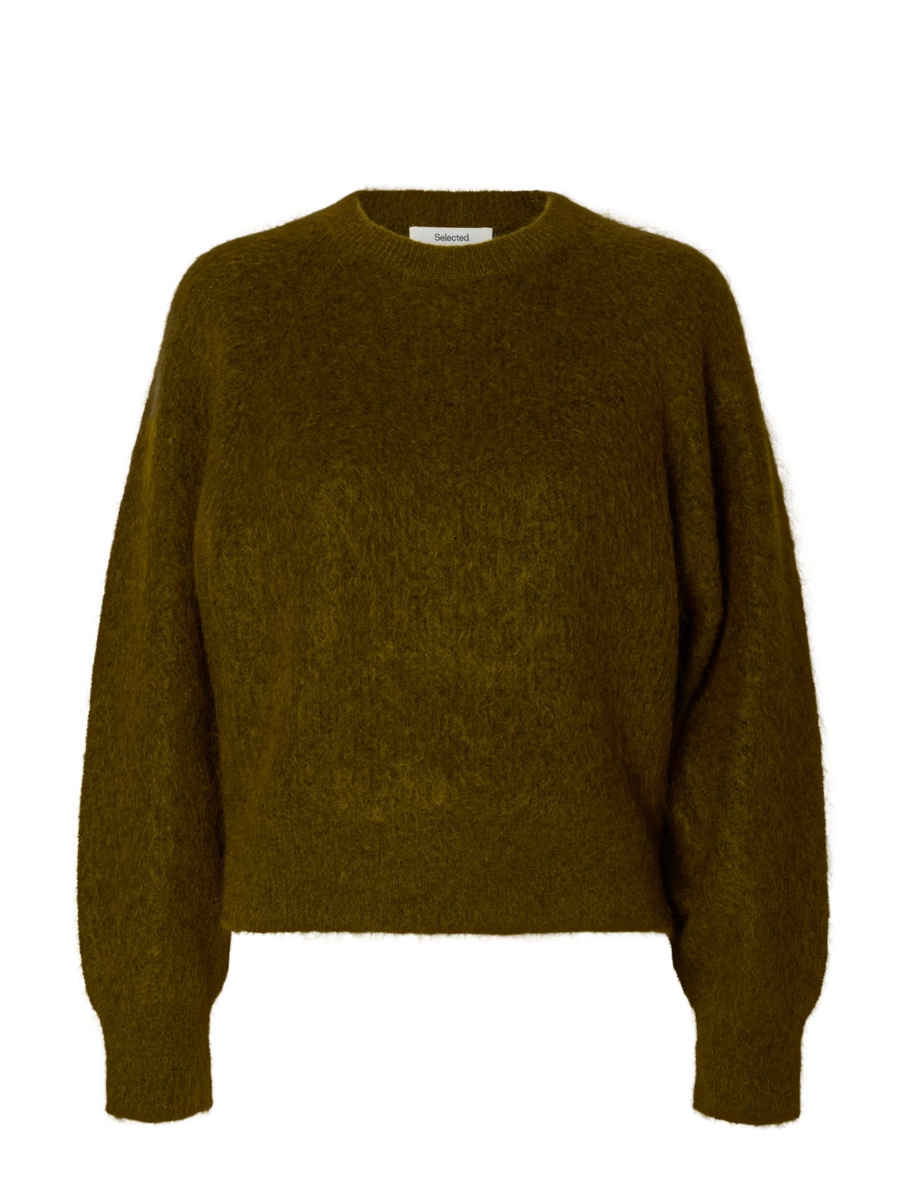 Selected SLWMIRA LS KNIT SHORT O-NECK NOOS - Kleidung - FIR GREEN / khaki/green