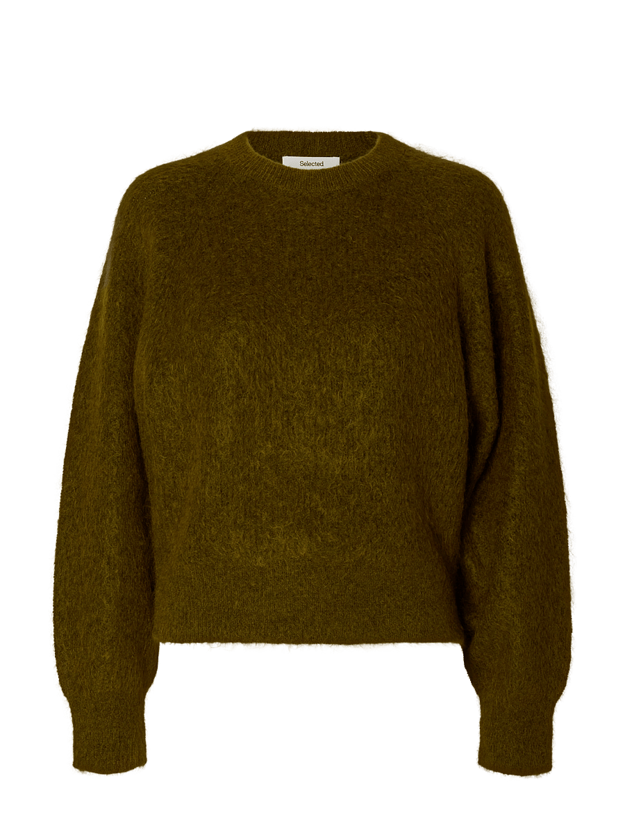 Selected - SLWMIRA LS KNIT SHORT O-NECK NOOS - striktrøjer - fir green - 1
