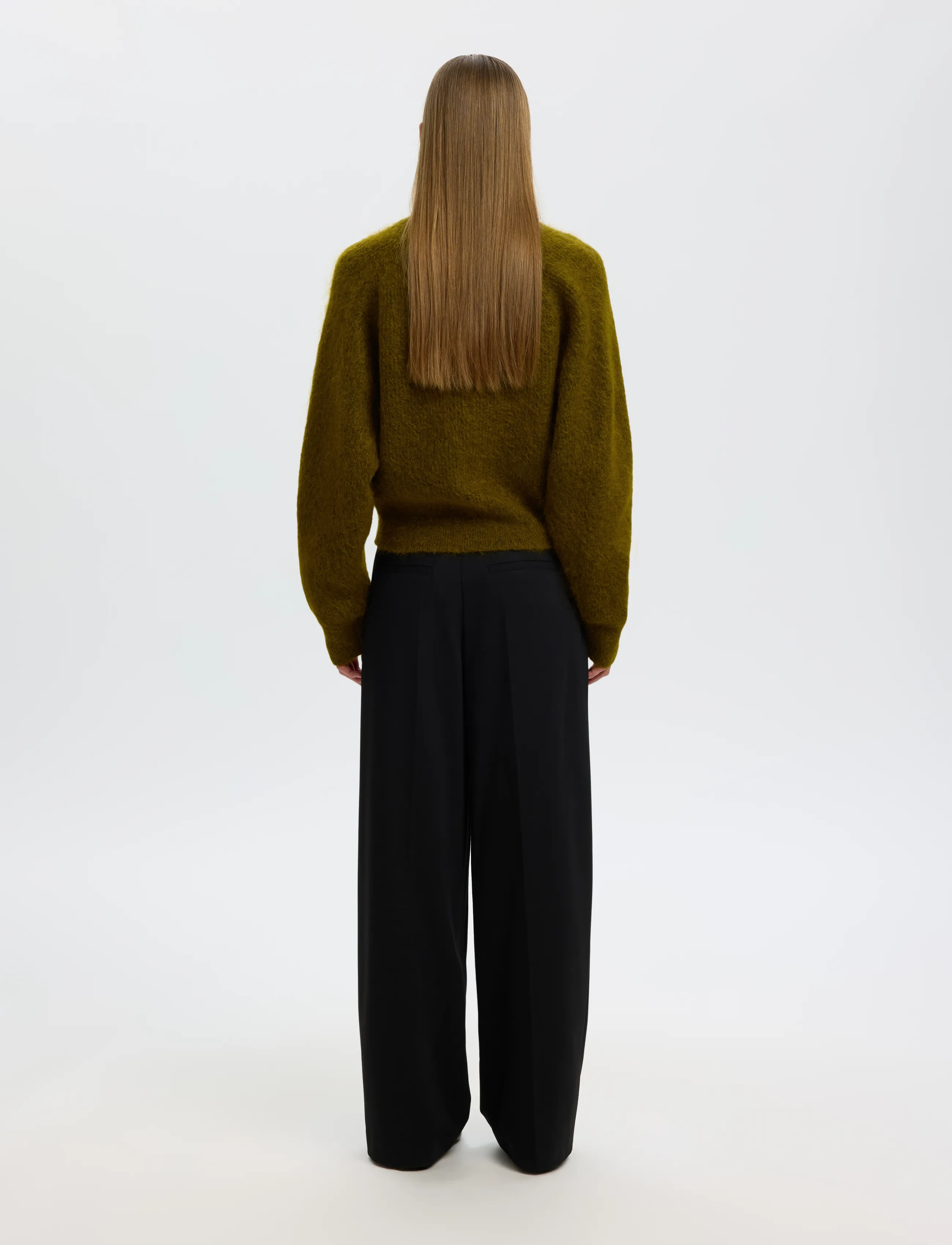 Selected - SLWMIRA LS KNIT SHORT O-NECK NOOS - fir green - 2