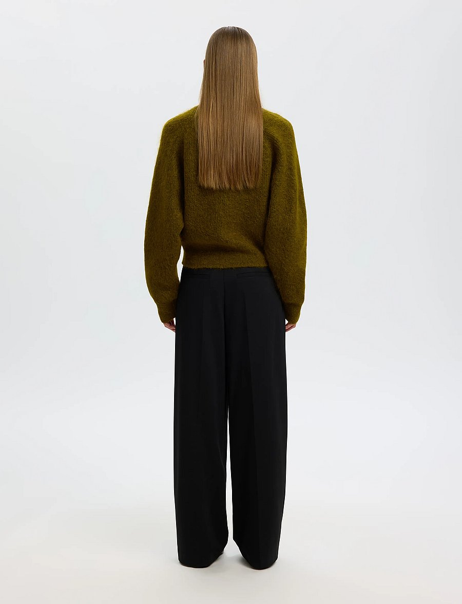 Selected - SLWMIRA LS KNIT SHORT O-NECK NOOS - striktrøjer - fir green - 2