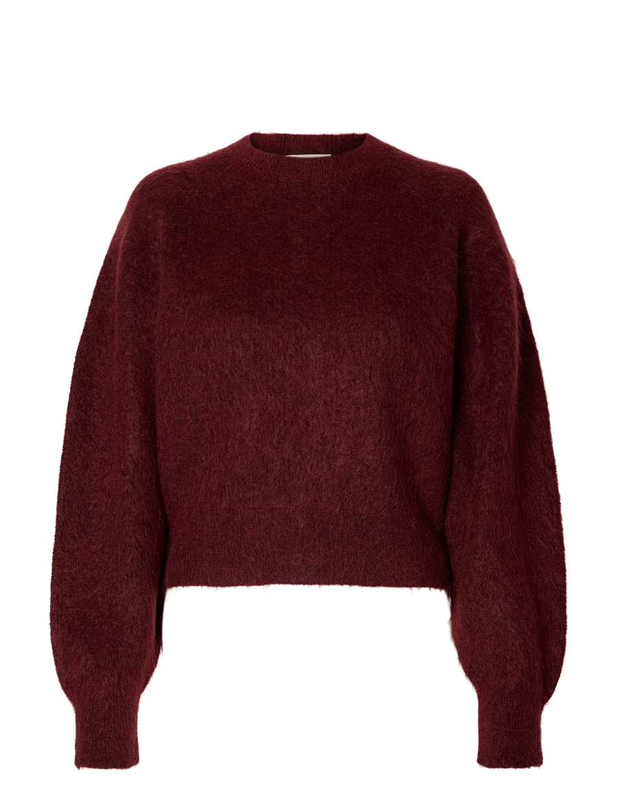Selected - SLWMIRA LS KNIT SHORT O-NECK NOOS - pullover - tawny port - 1