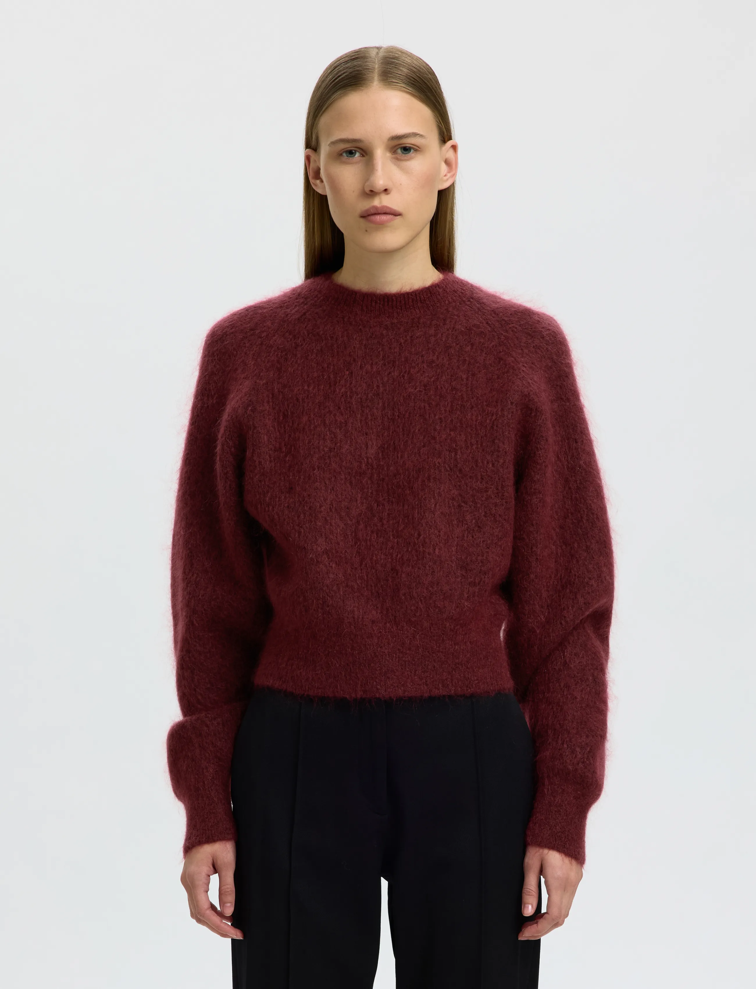 Selected - SLWMIRA LS KNIT SHORT O-NECK NOOS - pullover - tawny port - 0