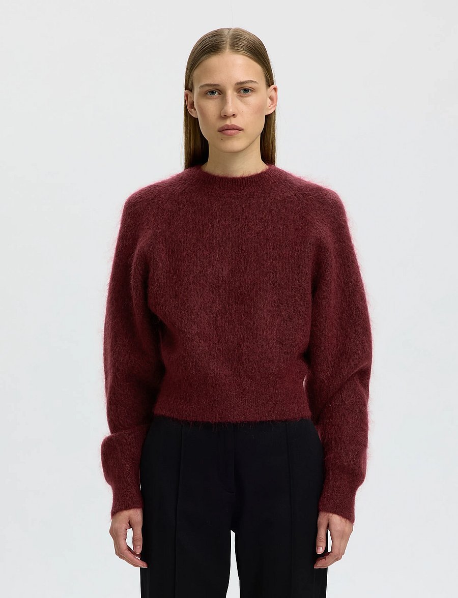 Selected - SLWMIRA LS KNIT SHORT O-NECK NOOS - pullover - tawny port - 0