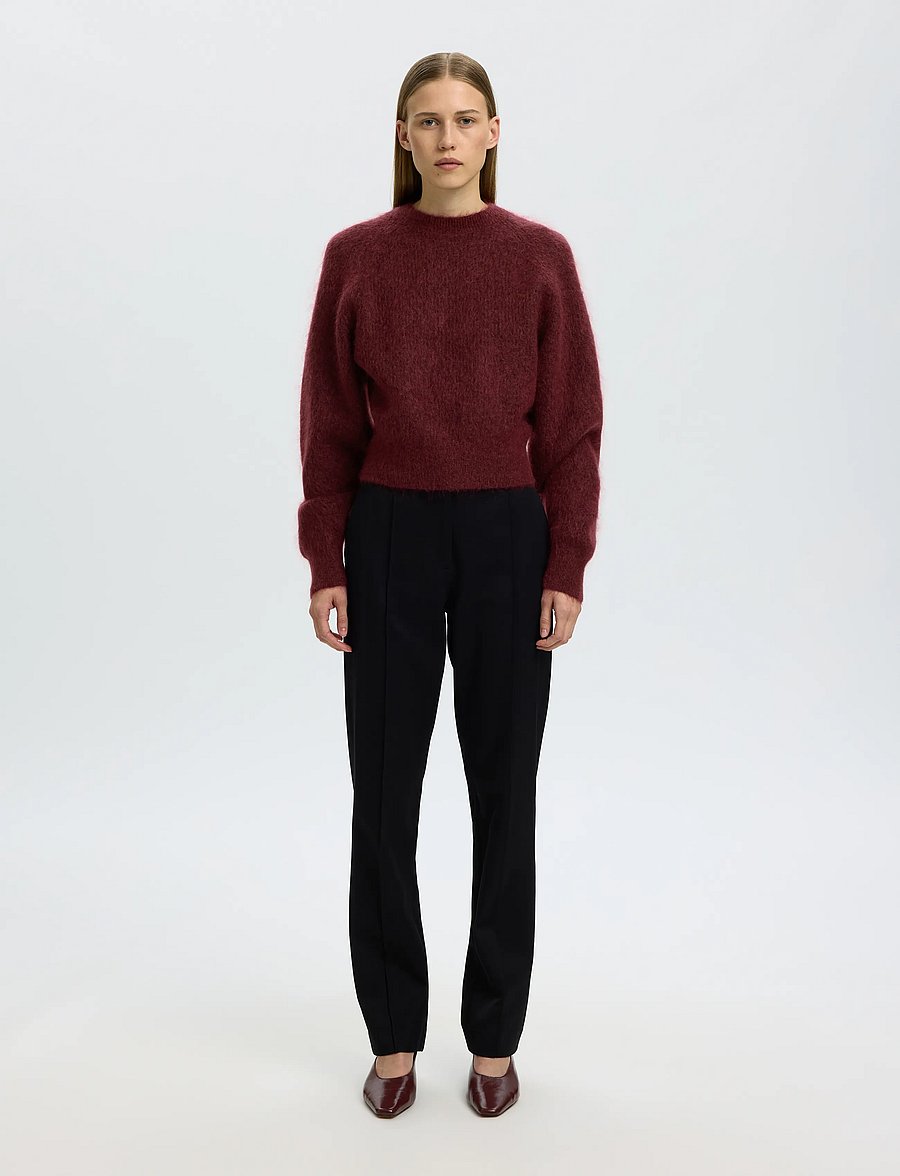 Selected - SLWMIRA LS KNIT SHORT O-NECK NOOS - pullover - tawny port - 3