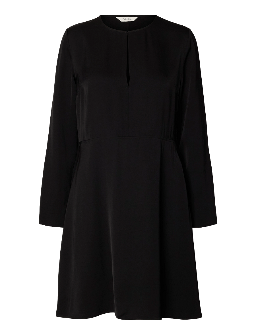Selected - SLWLAURINA LS SLIM SHORT DRESS - kurze kleider - black - 0