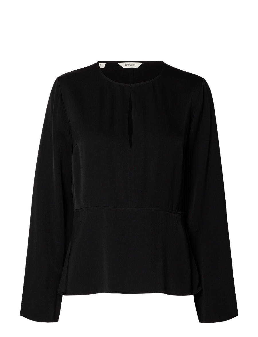 Selected - SLWLAURINA LS TOP - långärmade blusar - black - 0
