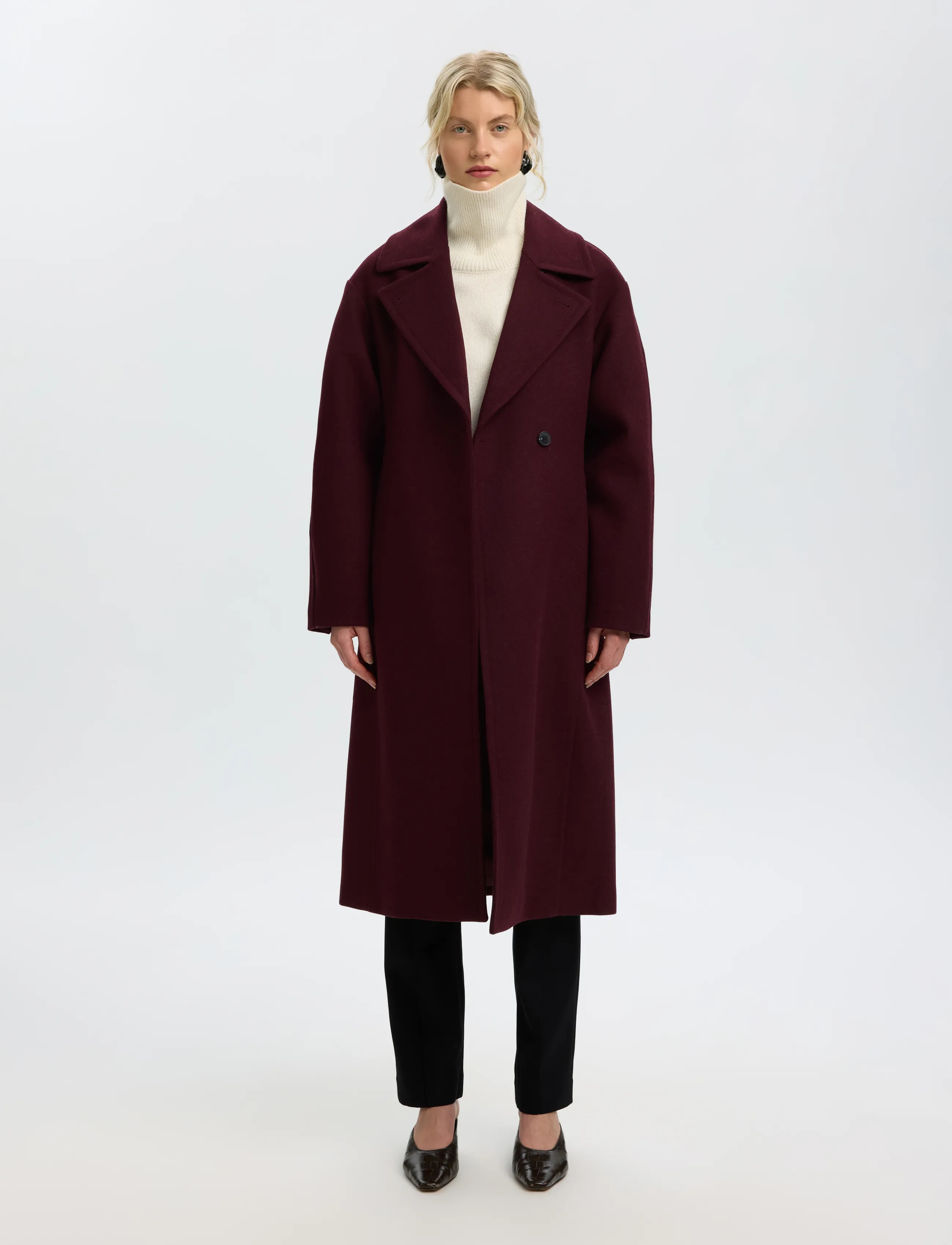 Selected SLWVALERIE WOOL BLEND COAT - Uldfrakker - TAWNY PORT / burgundy
