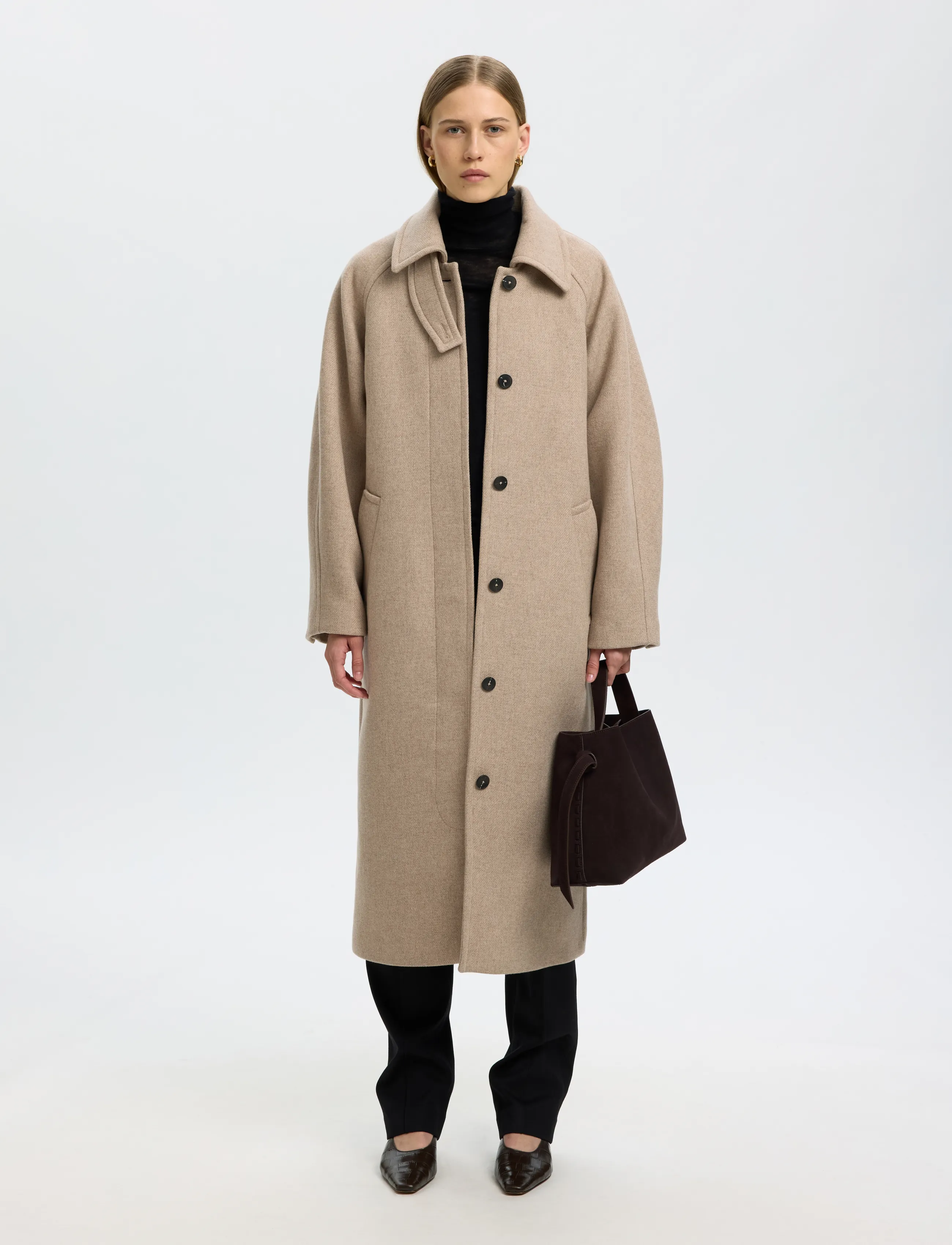 Selected SLWRAEY MANTECO COAT - Clothing - ISLAND FOSSIL / beige