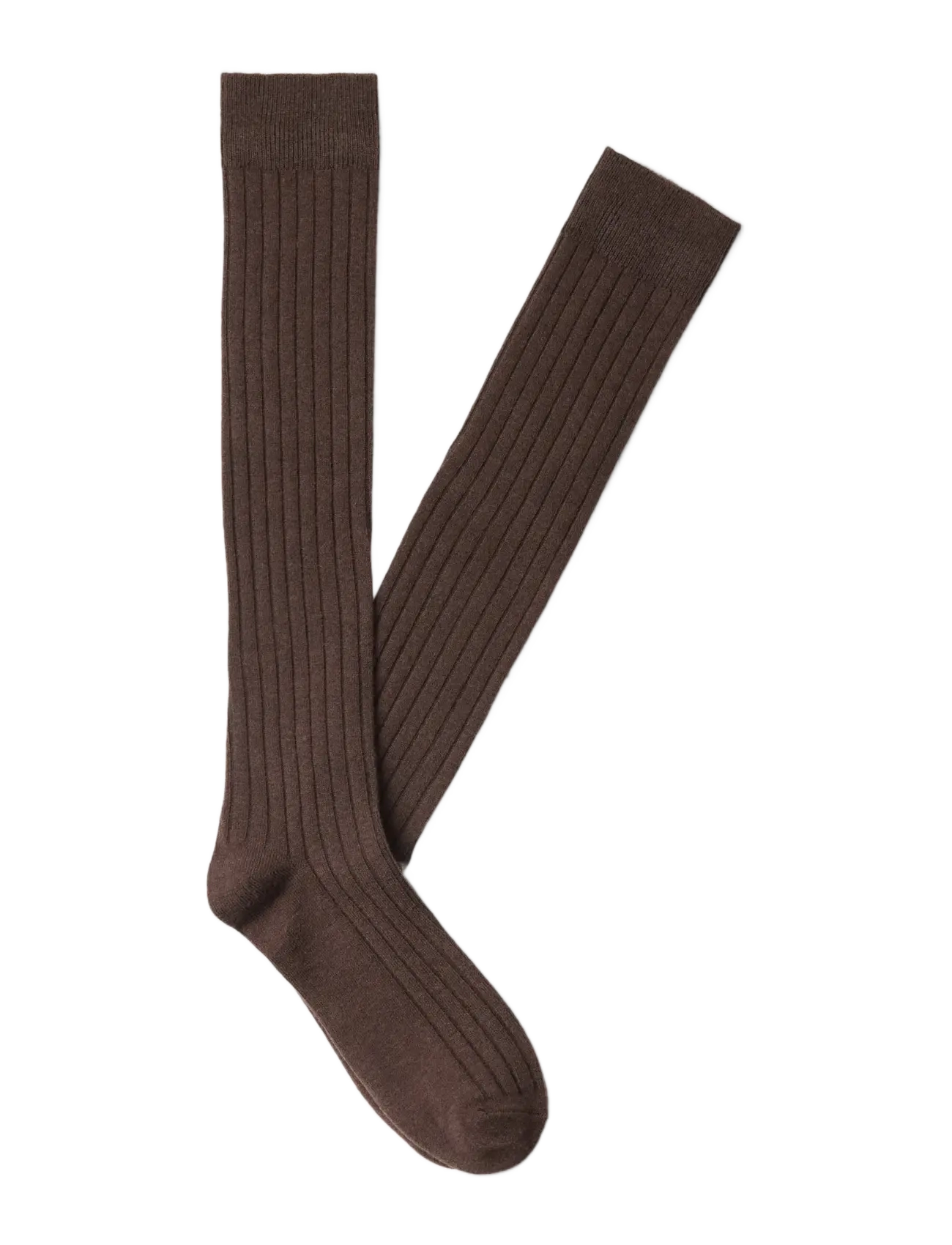 Selected SLWCHLOE LONG WOOL BLEND RIB SOCK - Skarpety - DELICIOSO / brown