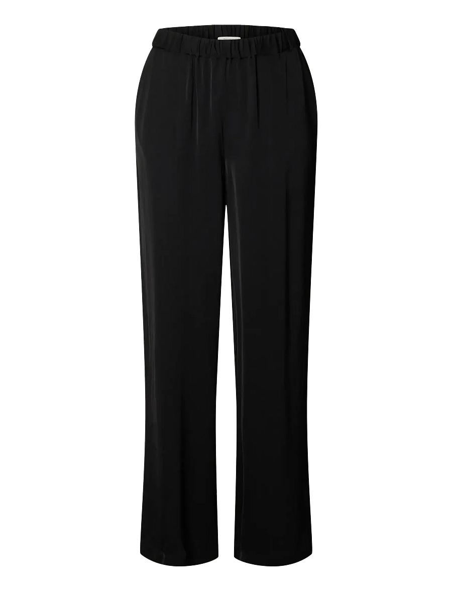 Selected - SLWSOLER MW LONG PANT - hose mit geradem bein - black - 1