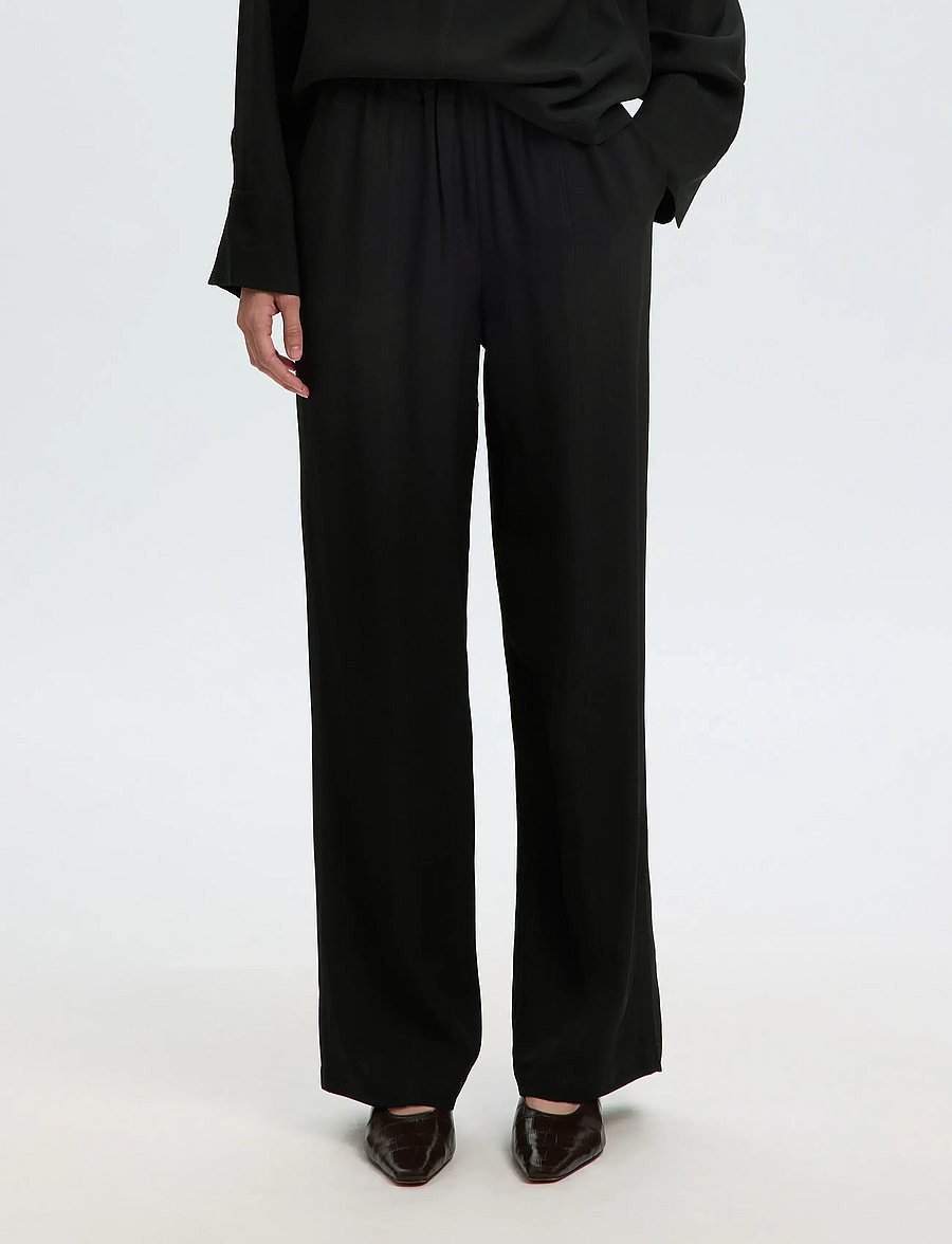 Selected - SLWSOLER MW LONG PANT - hose mit geradem bein - black - 0