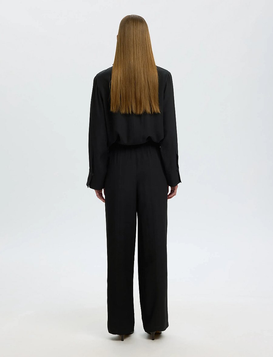 Selected - SLWSOLER MW LONG PANT - hose mit geradem bein - black - 2
