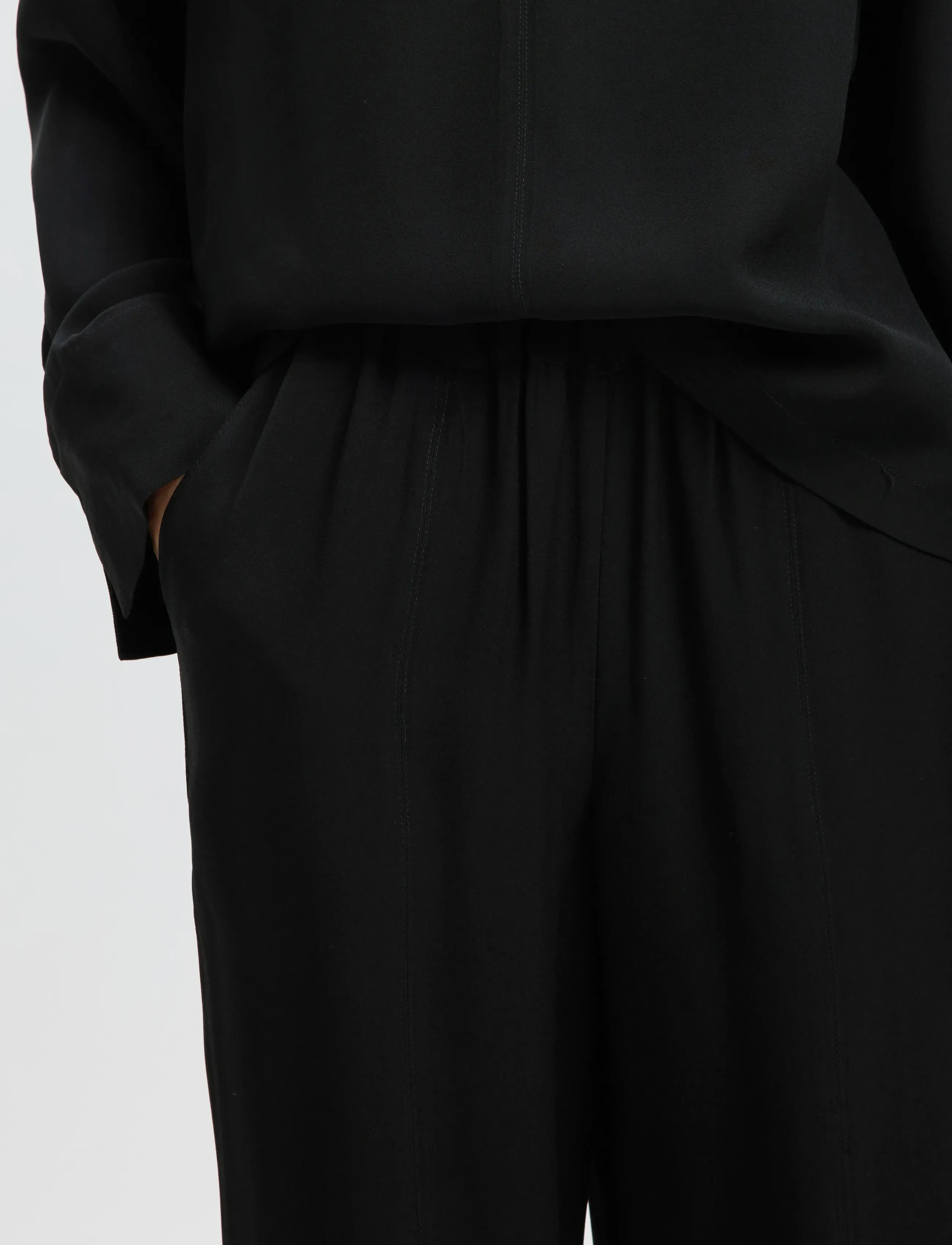 Selected - SLWSOLER MW LONG PANT - straight leg trousers - black - 4