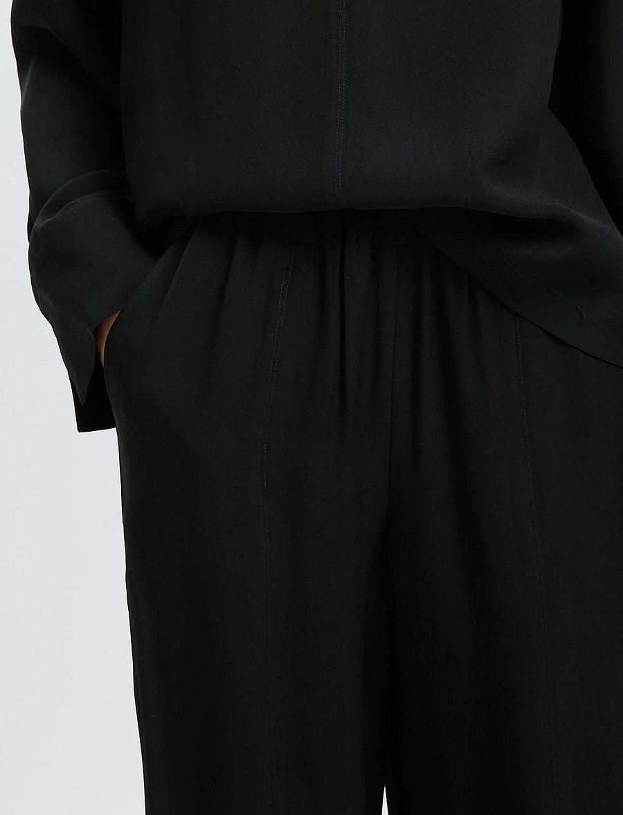 Selected - SLWSOLER MW LONG PANT - hose mit geradem bein - black - 4