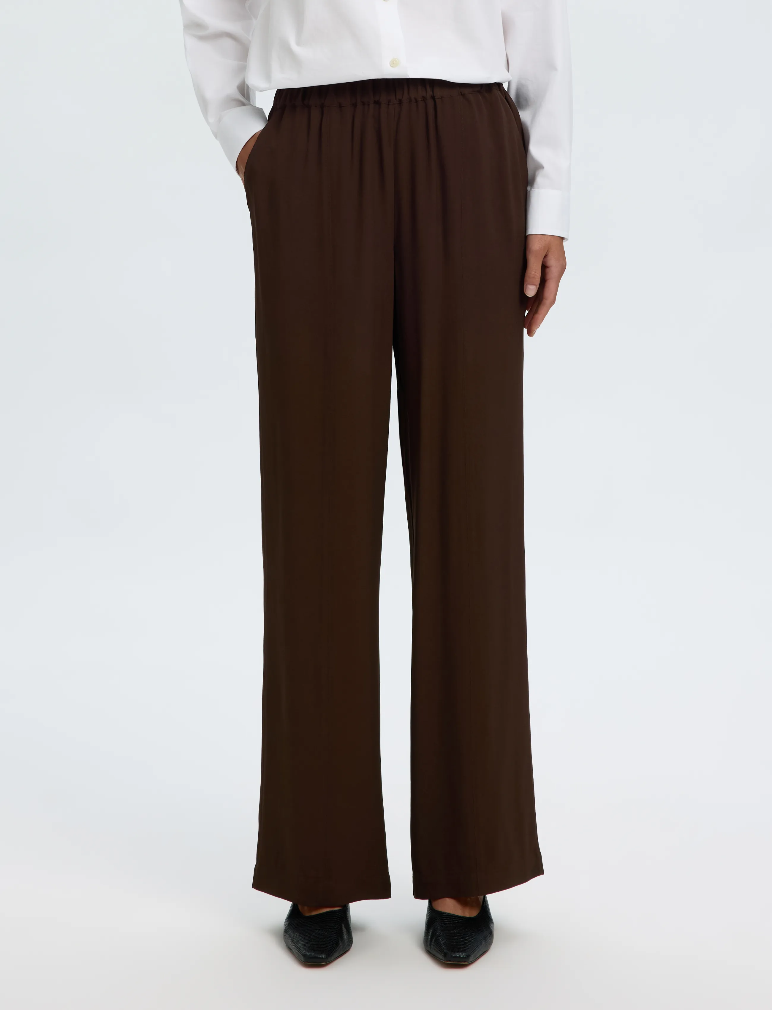 Selected SLWSOLER MW LONG PANT - Hosen - DELICIOSO / brown