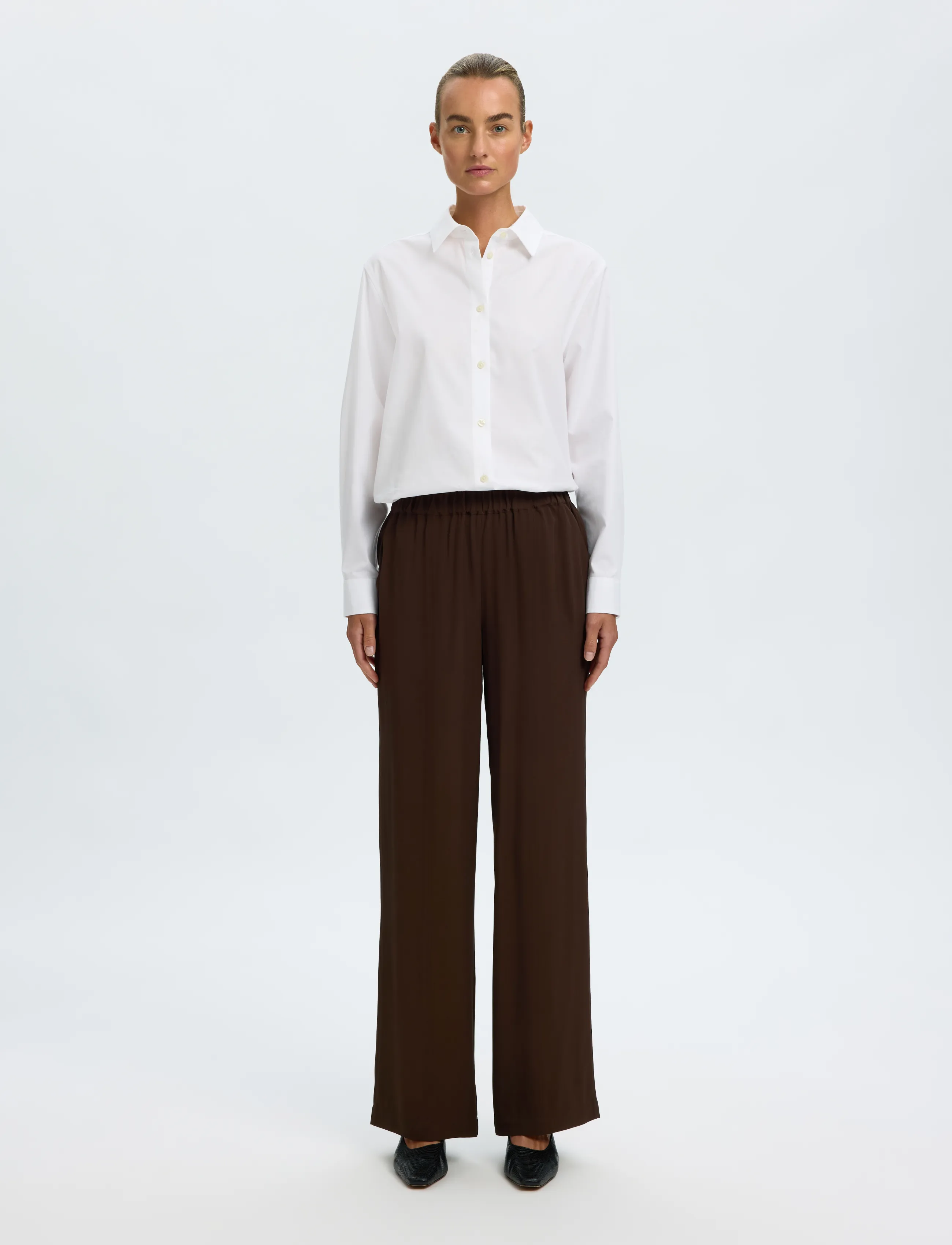 Selected - SLWSOLER MW LONG PANT - hose mit geradem bein - delicioso - 3