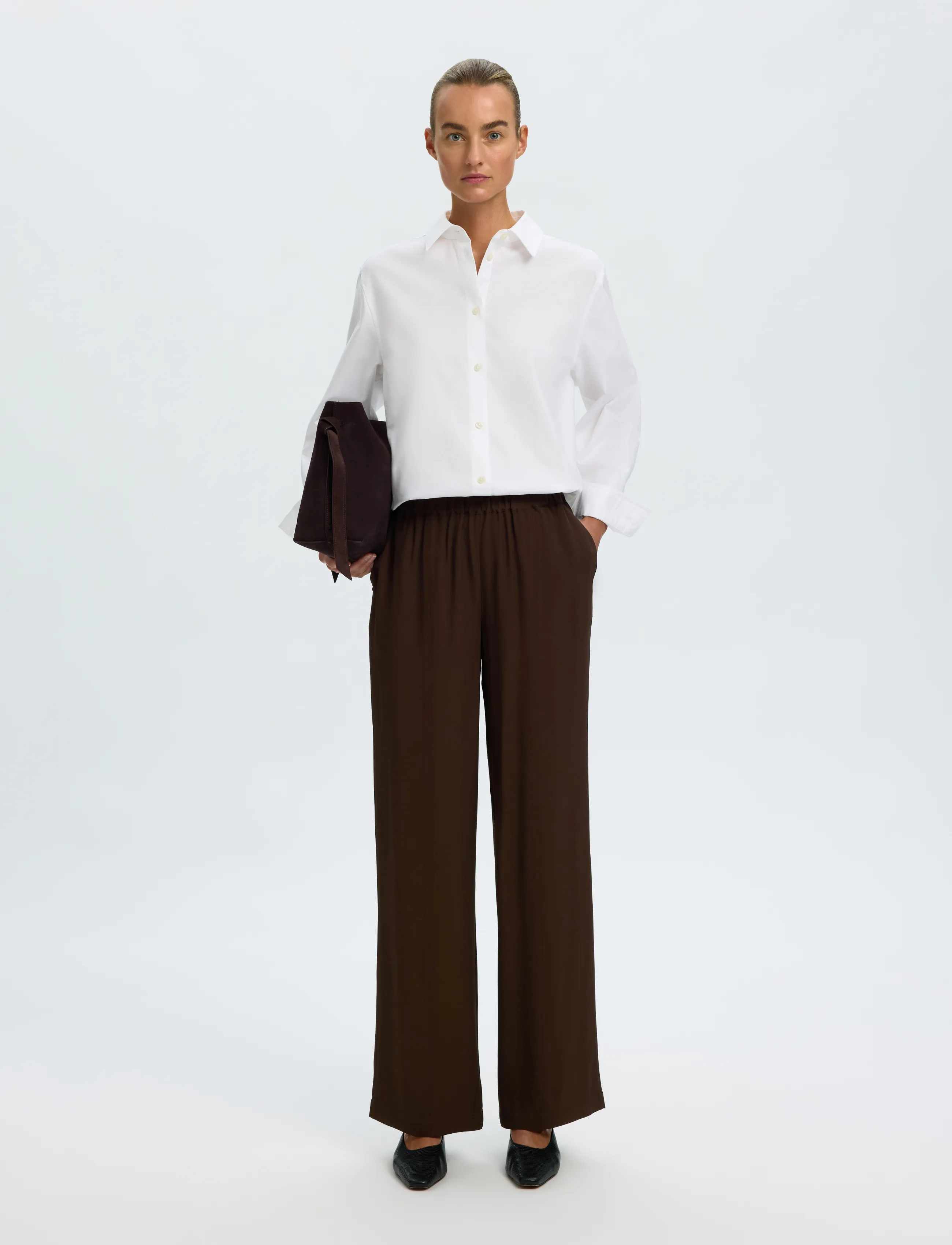 Selected - SLWSOLER MW LONG PANT - hose mit geradem bein - delicioso - 5