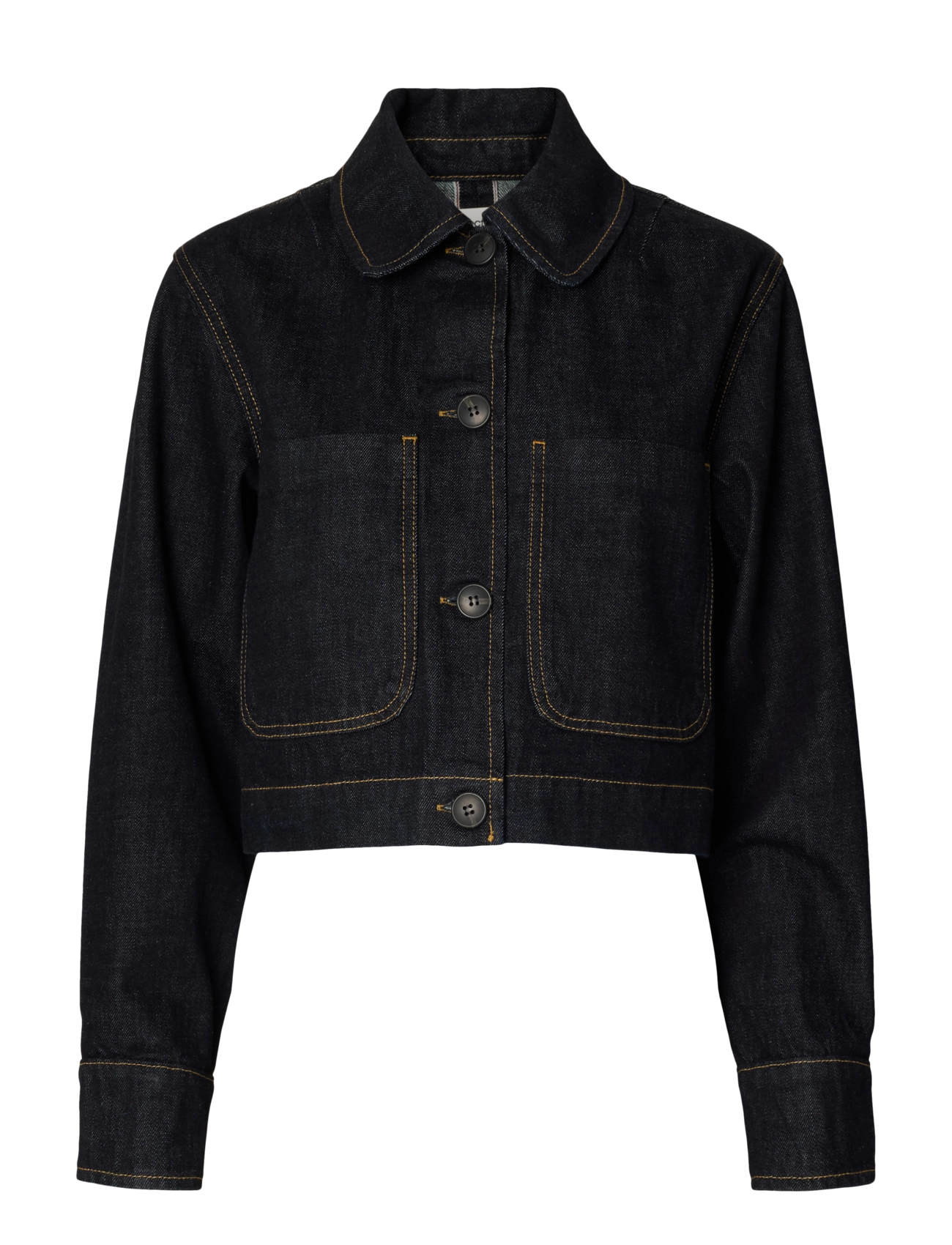 Selected SLWSHELLY SHORT DENIM JACKET - Jeansjacken - DARK BLUE DENIM / navy