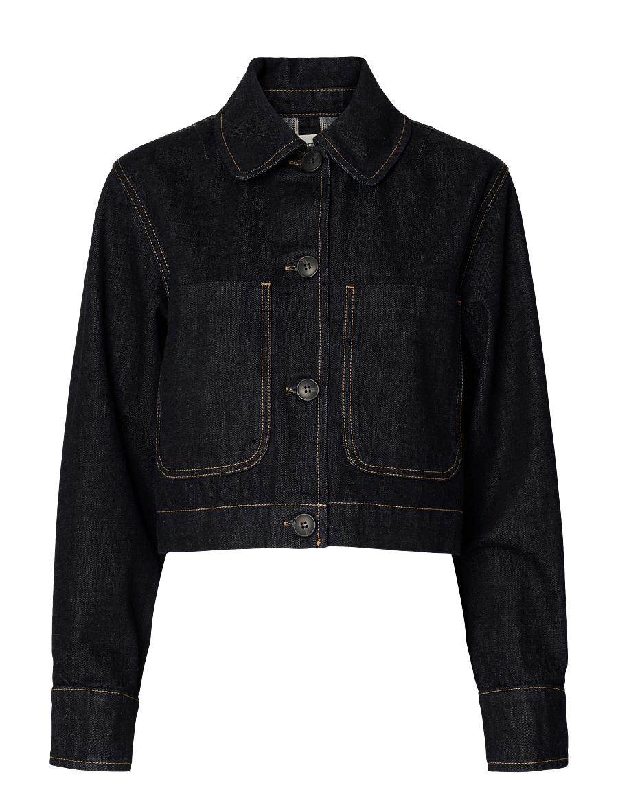 Selected - SLWSHELLY SHORT DENIM JACKET - dark blue denim - 0