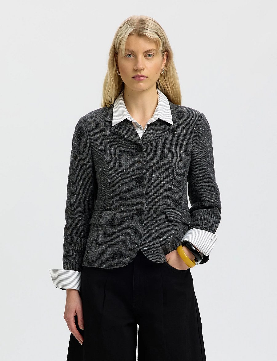Selected - SLWFITTED CLEA SHORT BLAZER - enkelknäppta kavajer - black - 0