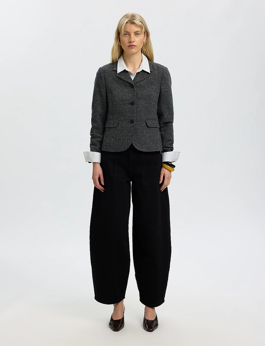 Selected - SLWFITTED CLEA SHORT BLAZER - enkelknäppta kavajer - black - 3