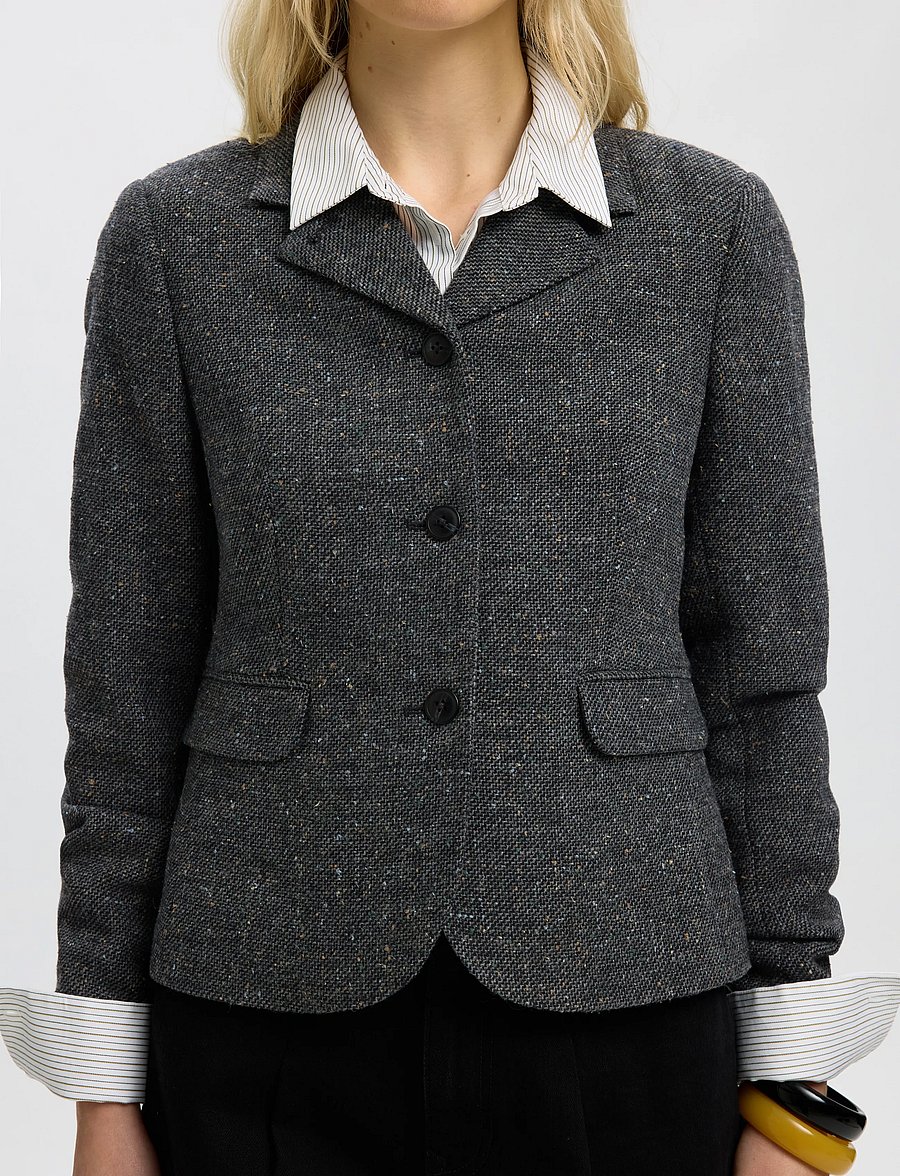 Selected - SLWFITTED CLEA SHORT BLAZER - enkelknäppta kavajer - black - 4
