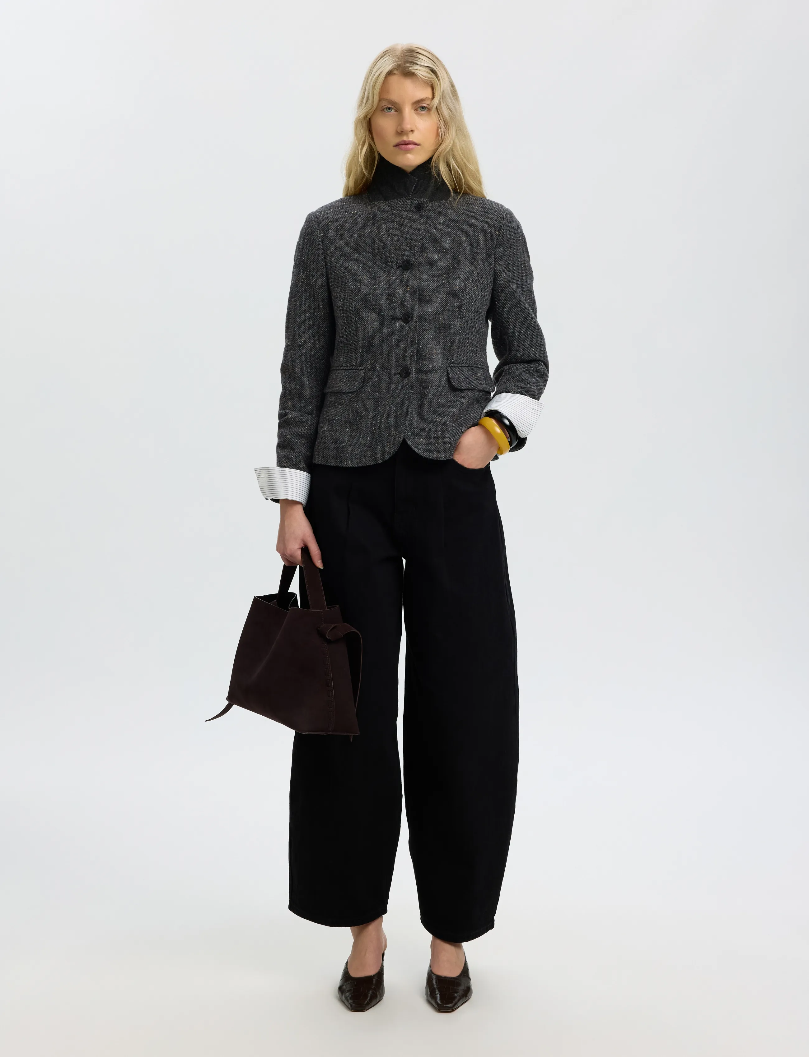 Selected - SLWFITTED CLEA SHORT BLAZER - enkelknäppta kavajer - black - 5